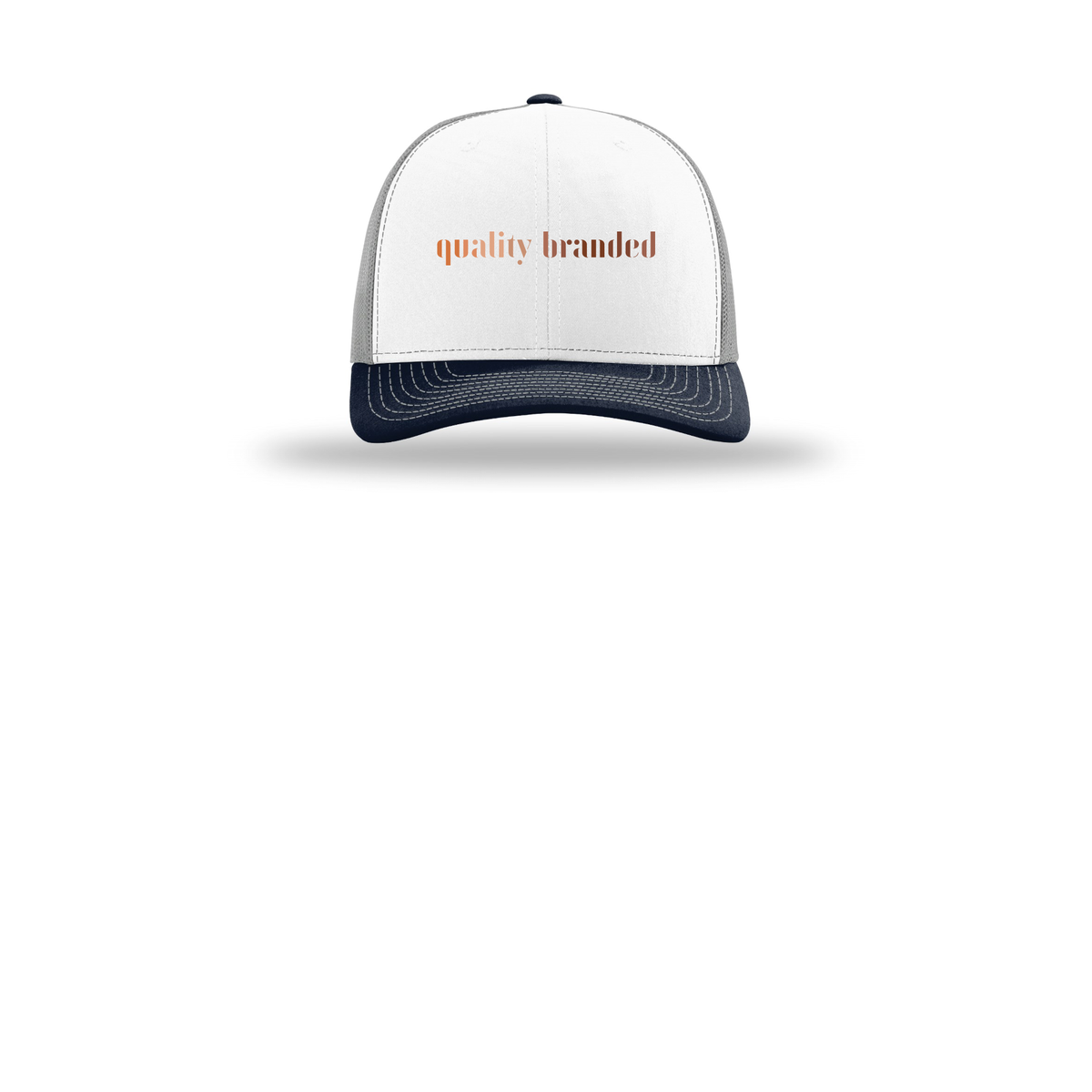 qualitybranded-richardson-trucker-cap-embroidery-capfront-R112-whitealuminumnavy-flat-front