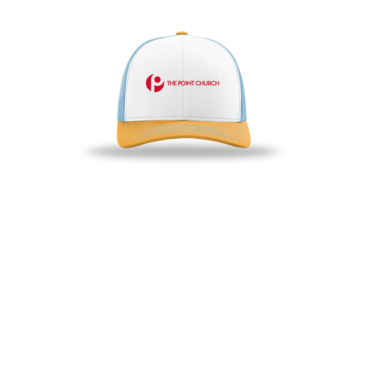 thepointva-richardson-trucker-cap-embroidery-capfront-R112-whitecolumbiablueyellow-flat-front