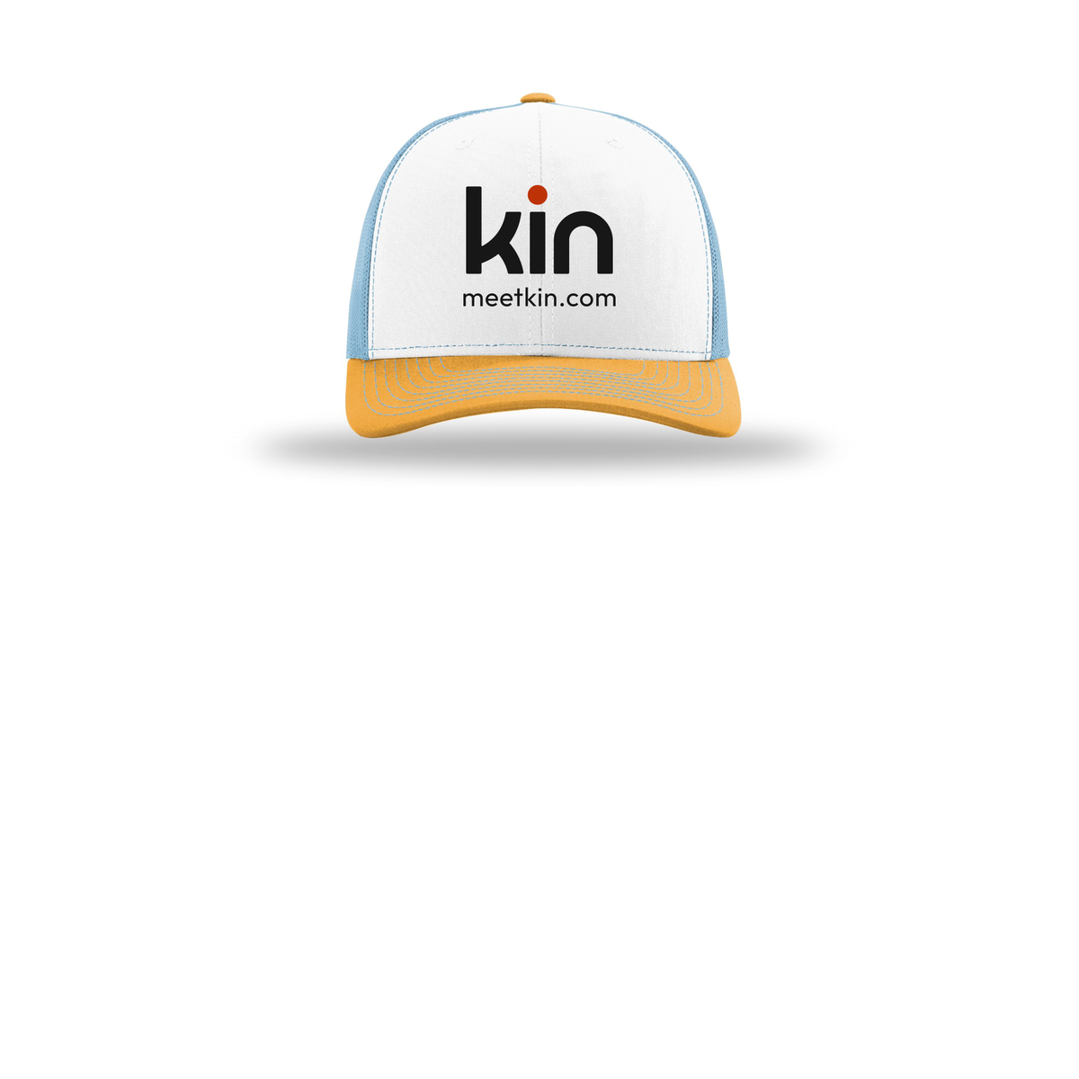 kin-richardson-trucker-cap-embroidery-capfront-R112-whitecolumbiablueyellow-flat-front
