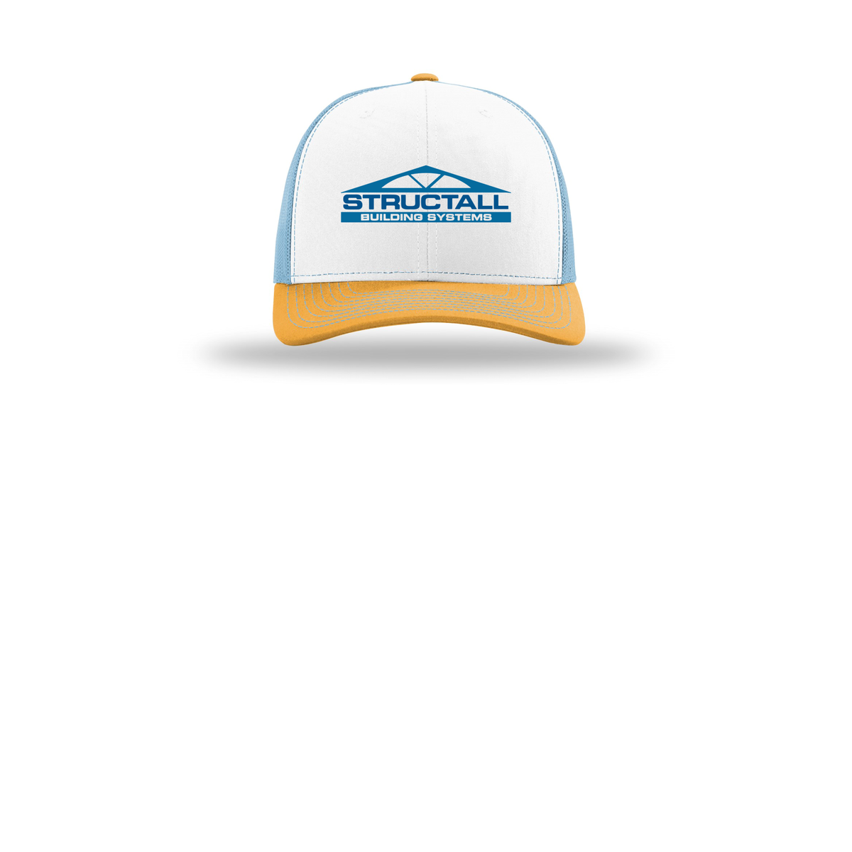 structall-richardson-trucker-cap-embroidery-capfront-R112-whitecolumbiablueyellow-flat-front