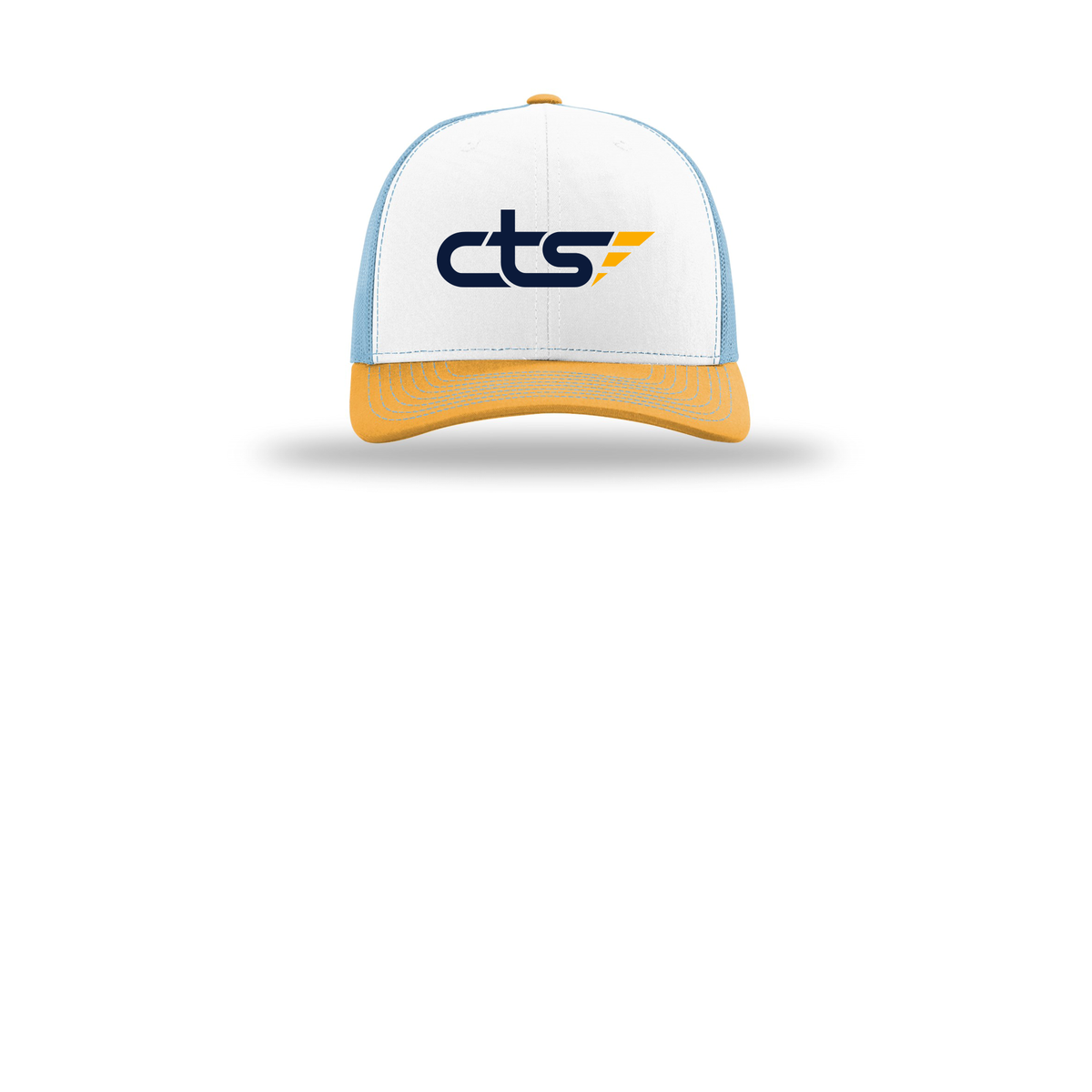 cts1-richardson-trucker-cap-embroidery-capfront-R112-whitecolumbiablueyellow-flat-front