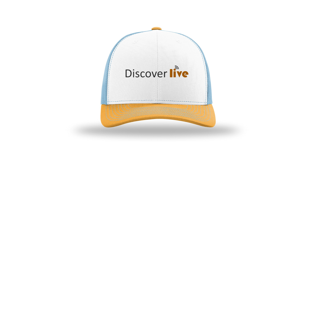 discover-richardson-trucker-cap-embroidery-capfront-R112-whitecolumbiablueyellow-flat-front