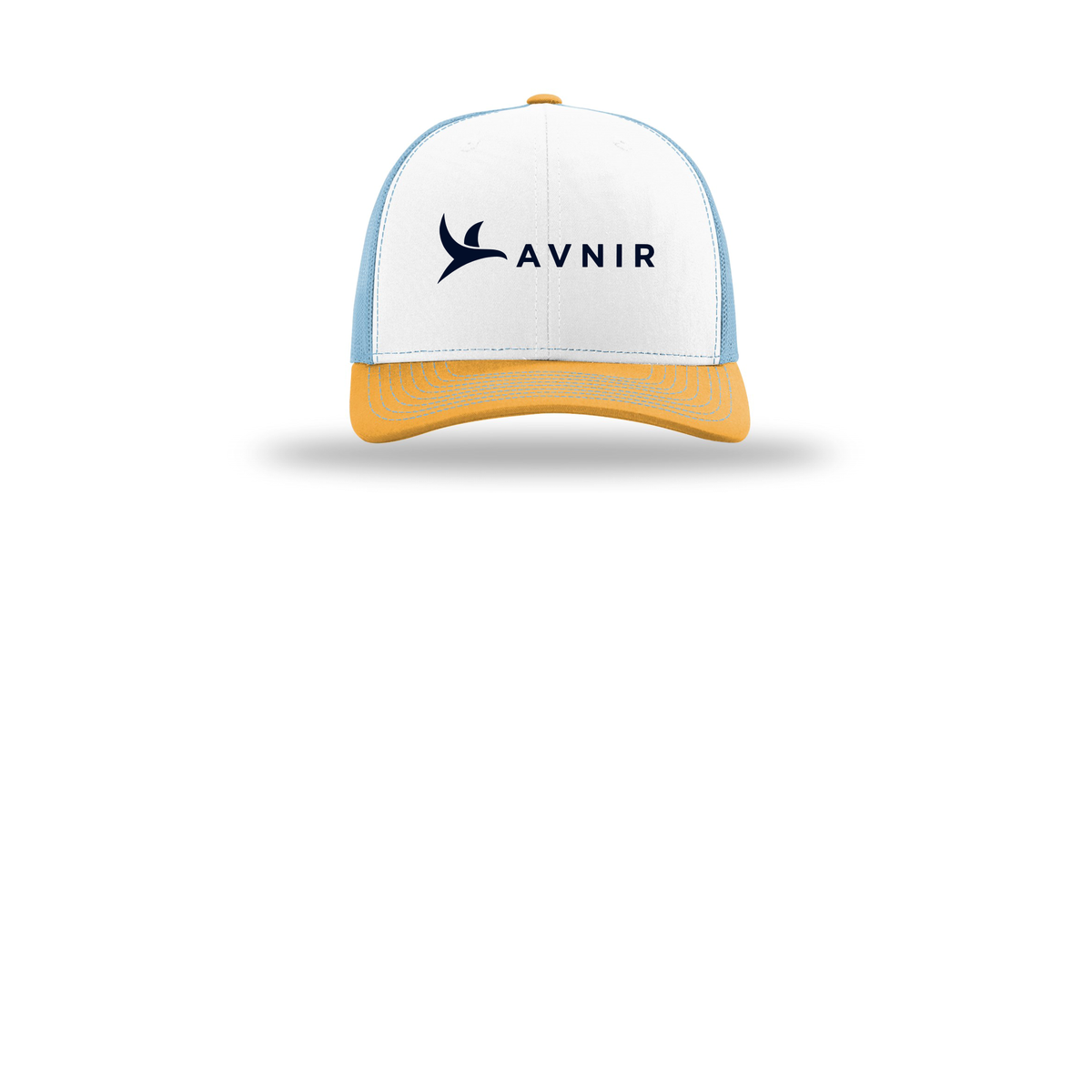avnir-richardson-trucker-cap-embroidery-capfront-R112-whitecolumbiablueyellow-flat-front