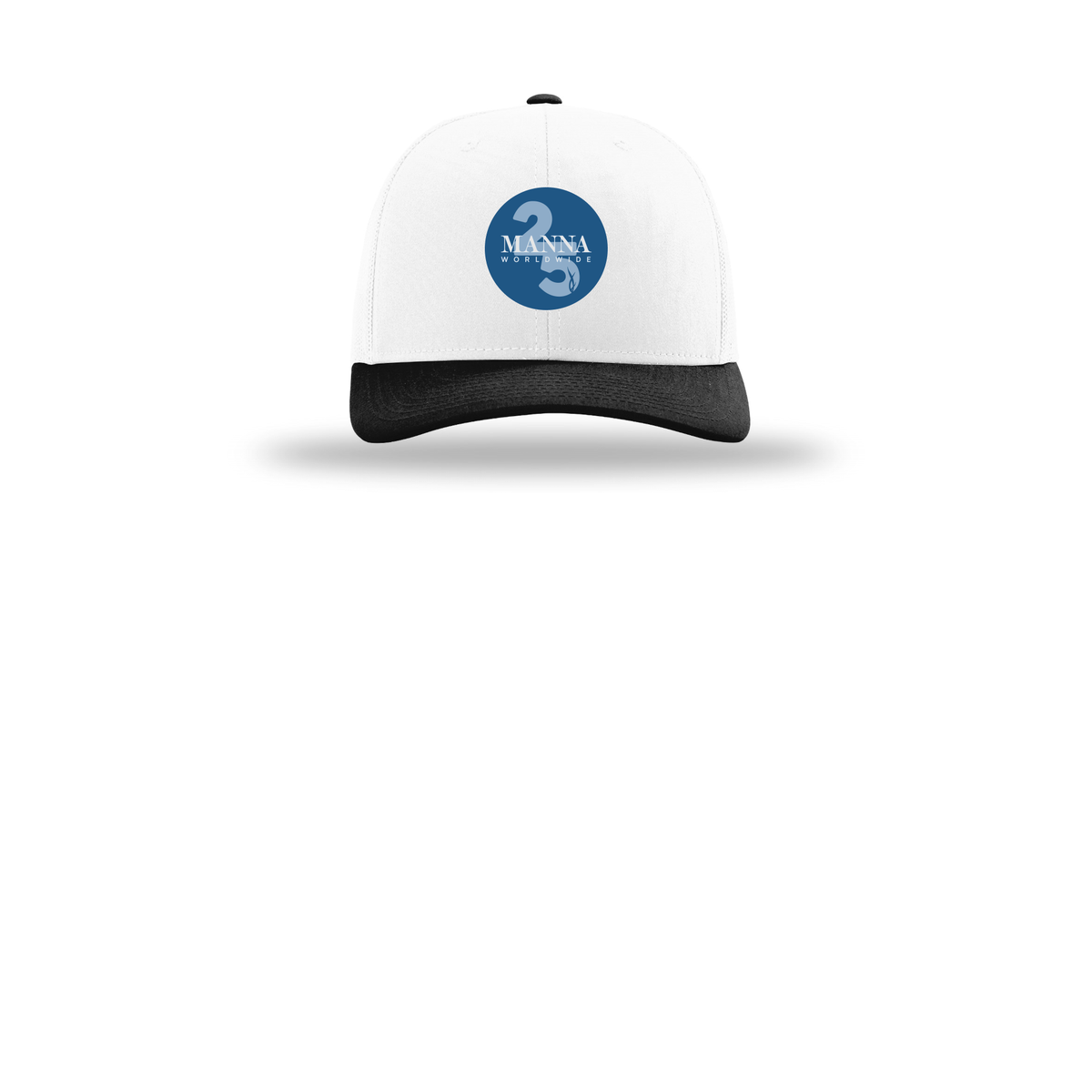 mannaworldwide-richardson-trucker-cap-embroidery-capfront-R112-whitewhiteblack-flat-front