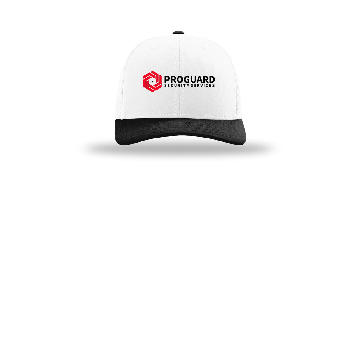 proguardsecurityservices-richardson-trucker-cap-embroidery-capfront-R112-whitewhiteblack-flat-front