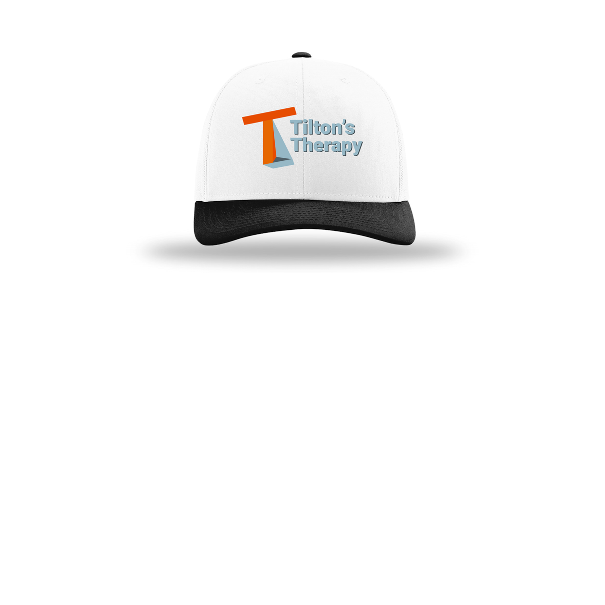 tiltonstherapy-richardson-trucker-cap-embroidery-capfront-R112-whitewhiteblack-flat-front