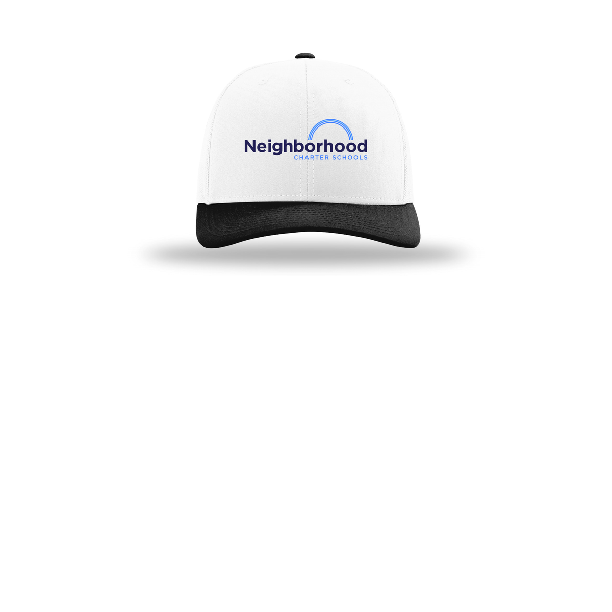 ncschools-richardson-trucker-cap-embroidery-capfront-R112-whitewhiteblack-flat-front