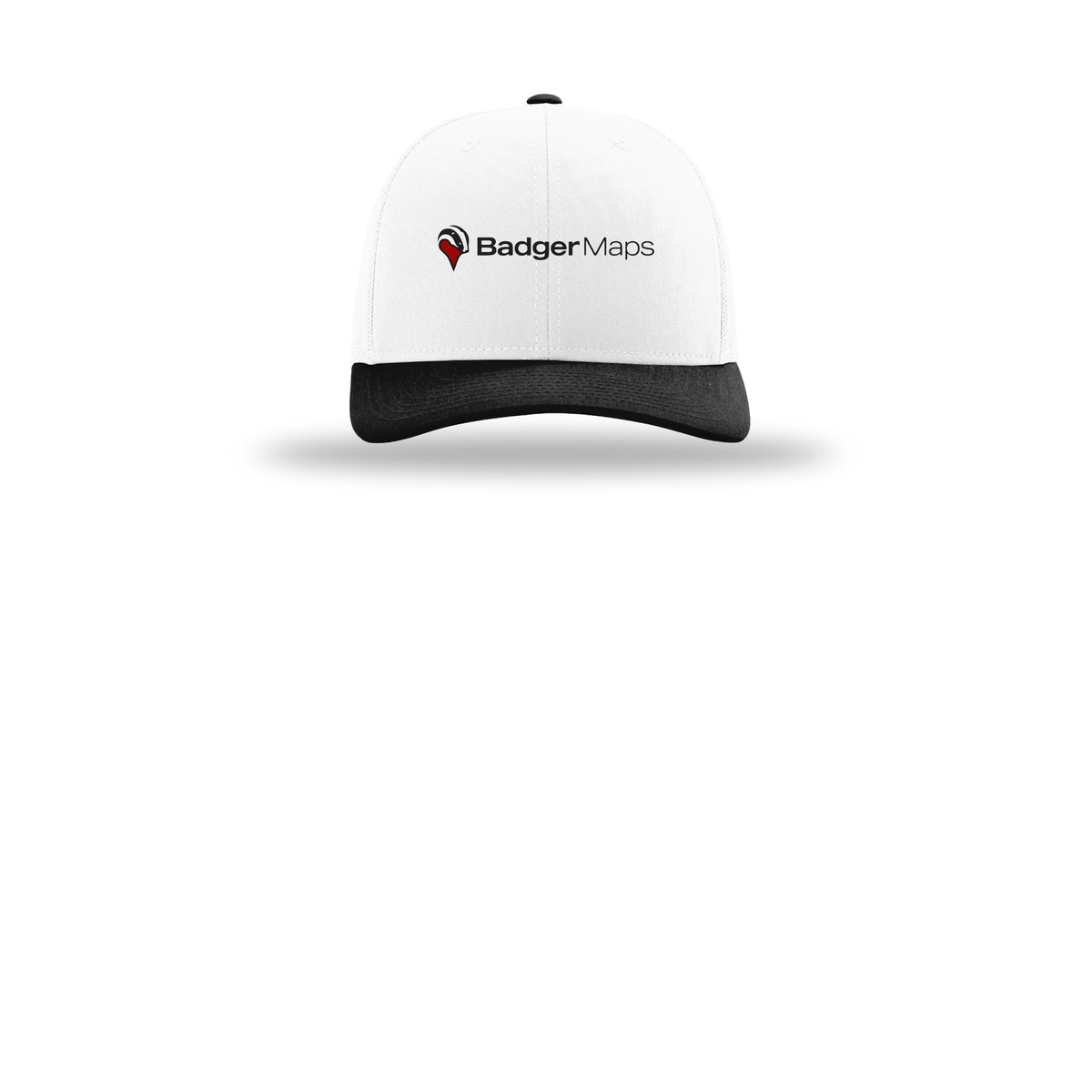 badgermapping-richardson-trucker-cap-embroidery-capfront-R112-whitewhiteblack-flat-front