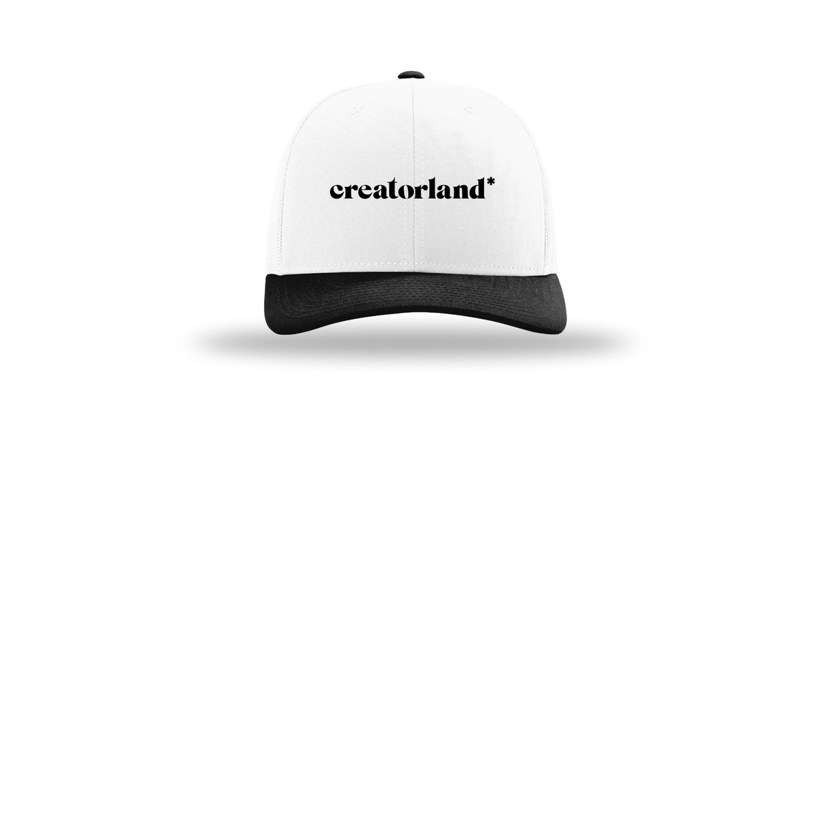 creatorland-richardson-trucker-cap-embroidery-capfront-R112-whitewhiteblack-flat-front