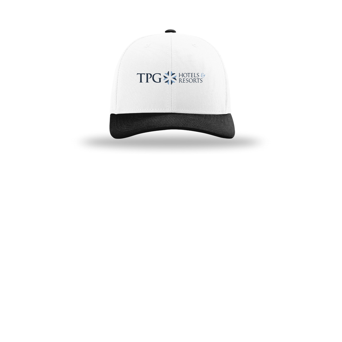 tpghotelsandresorts-richardson-trucker-cap-embroidery-capfront-R112-whitewhiteblack-flat-front