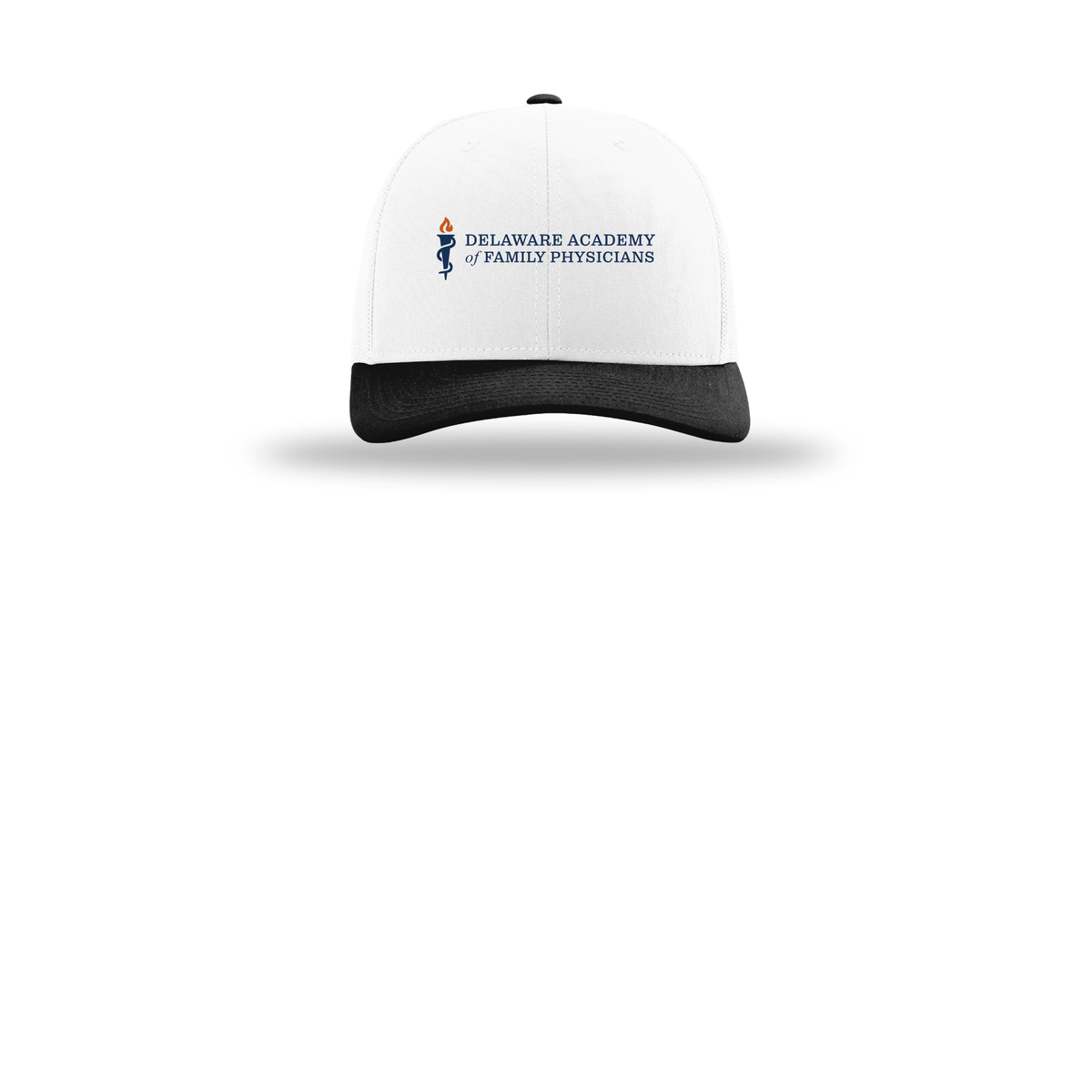 delfamdoc-richardson-trucker-cap-embroidery-capfront-R112-whitewhiteblack-flat-front