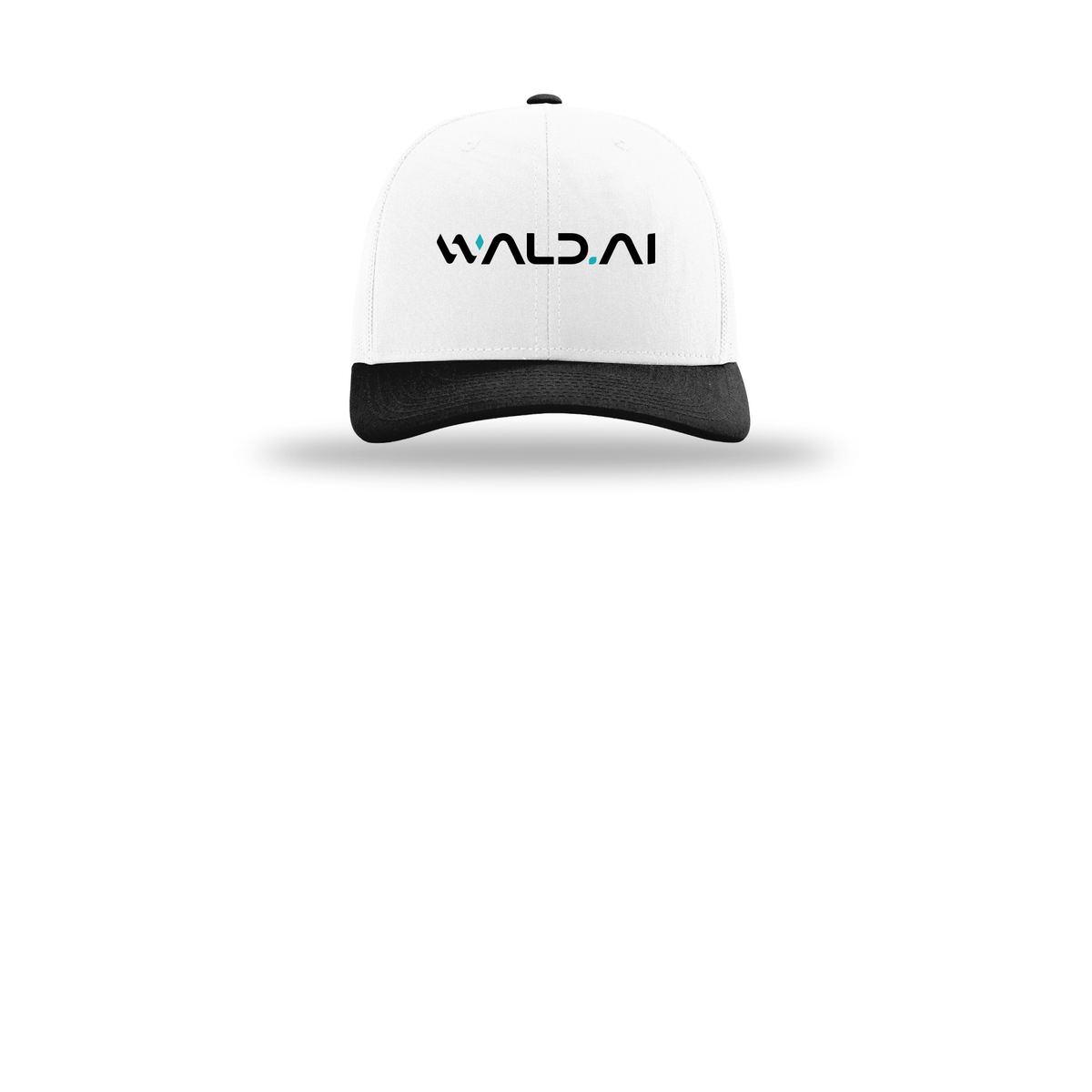 wald-richardson-trucker-cap-embroidery-capfront-R112-whitewhiteblack-flat-front