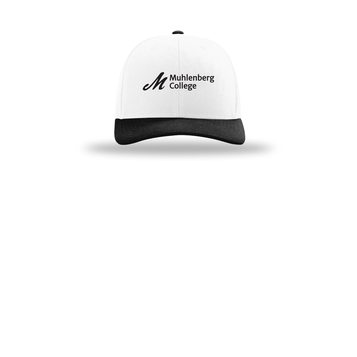 muhlenberg-richardson-trucker-cap-embroidery-capfront-R112-whitewhiteblack-flat-front