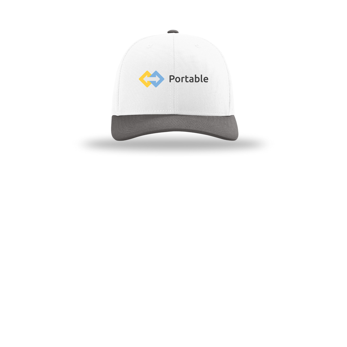 portable-richardson-trucker-cap-embroidery-capfront-R112-whitewhitecharcoal-flat-front