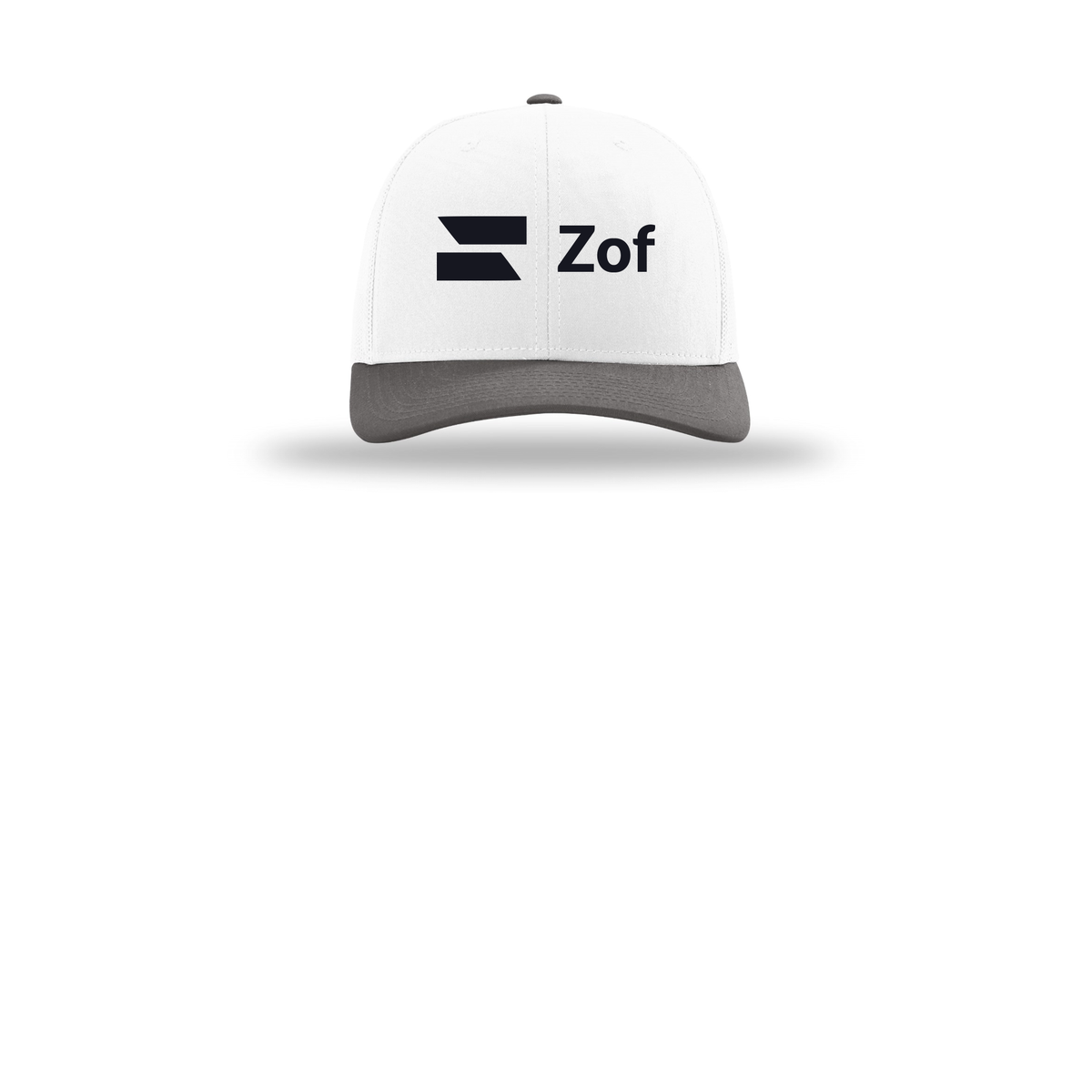 zof-richardson-trucker-cap-embroidery-capfront-R112-whitewhitecharcoal-flat-front