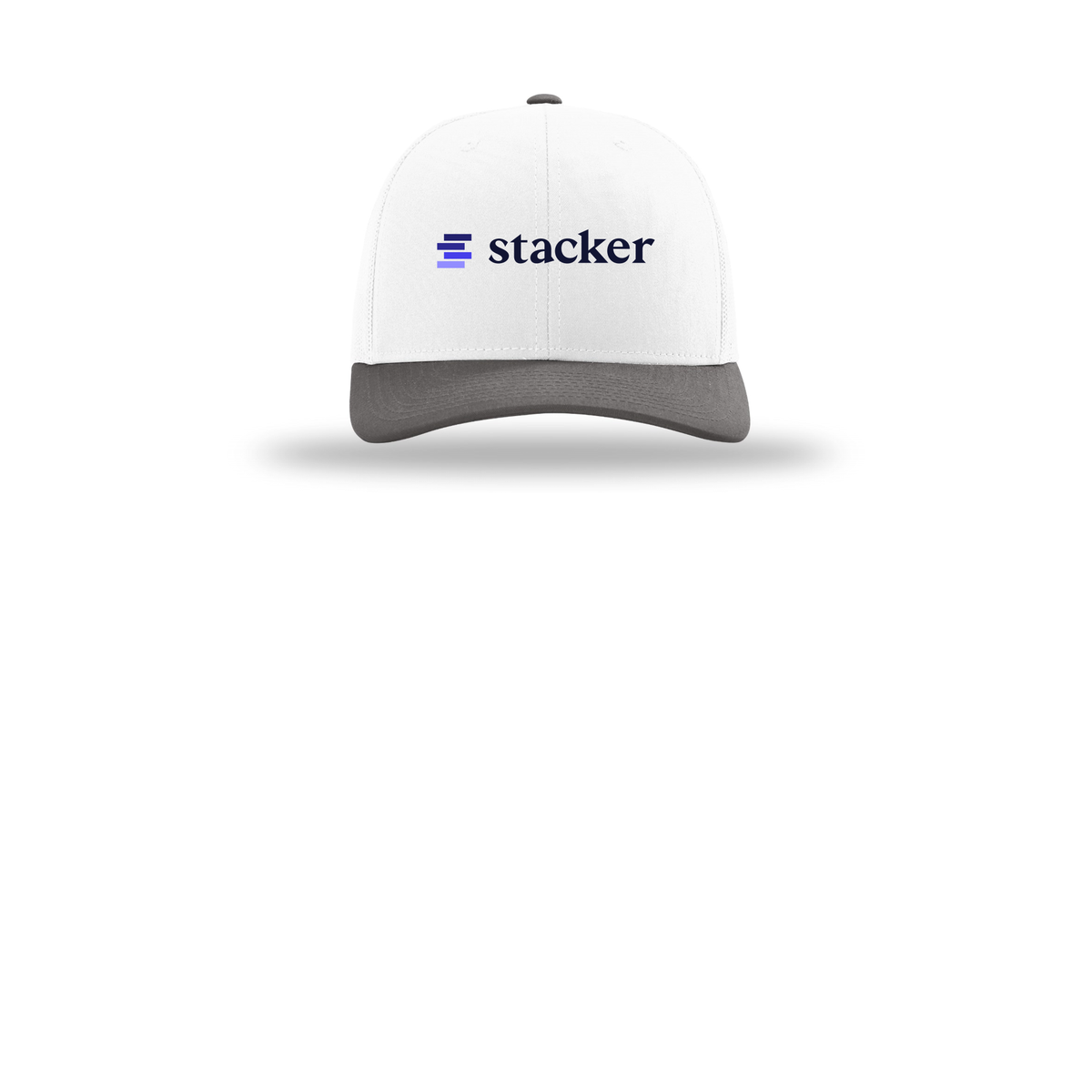 stacker-richardson-trucker-cap-embroidery-capfront-R112-whitewhitecharcoal-flat-front