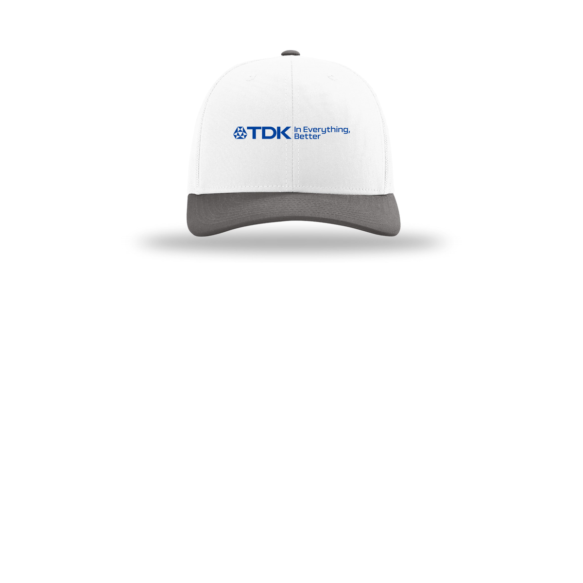 tdk-richardson-trucker-cap-embroidery-capfront-R112-whitewhitecharcoal-flat-front