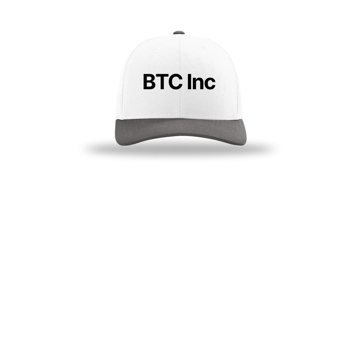 btc-richardson-trucker-cap-embroidery-capfront-R112-whitewhitecharcoal-flat-front