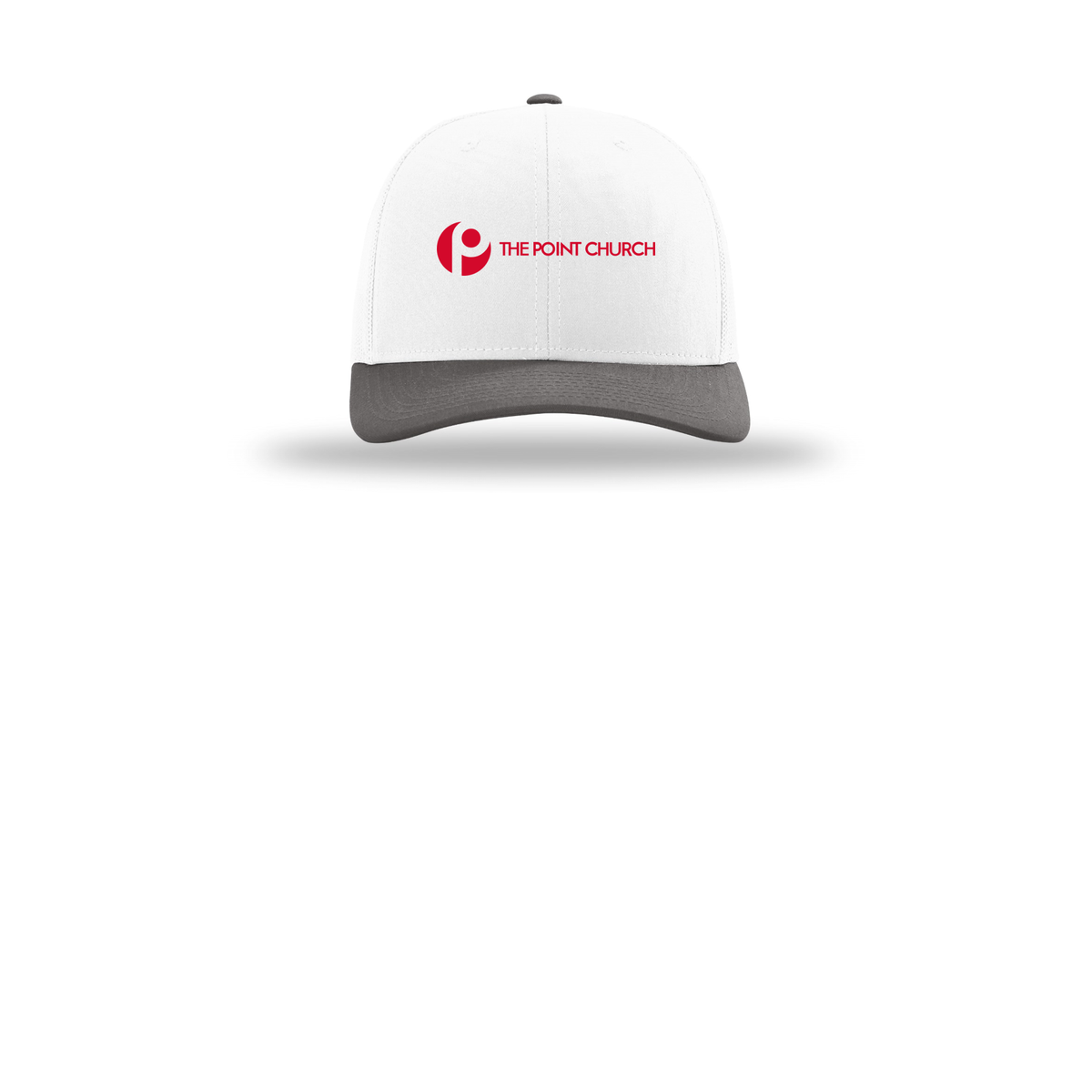 thepointva-richardson-trucker-cap-embroidery-capfront-R112-whitewhitecharcoal-flat-front