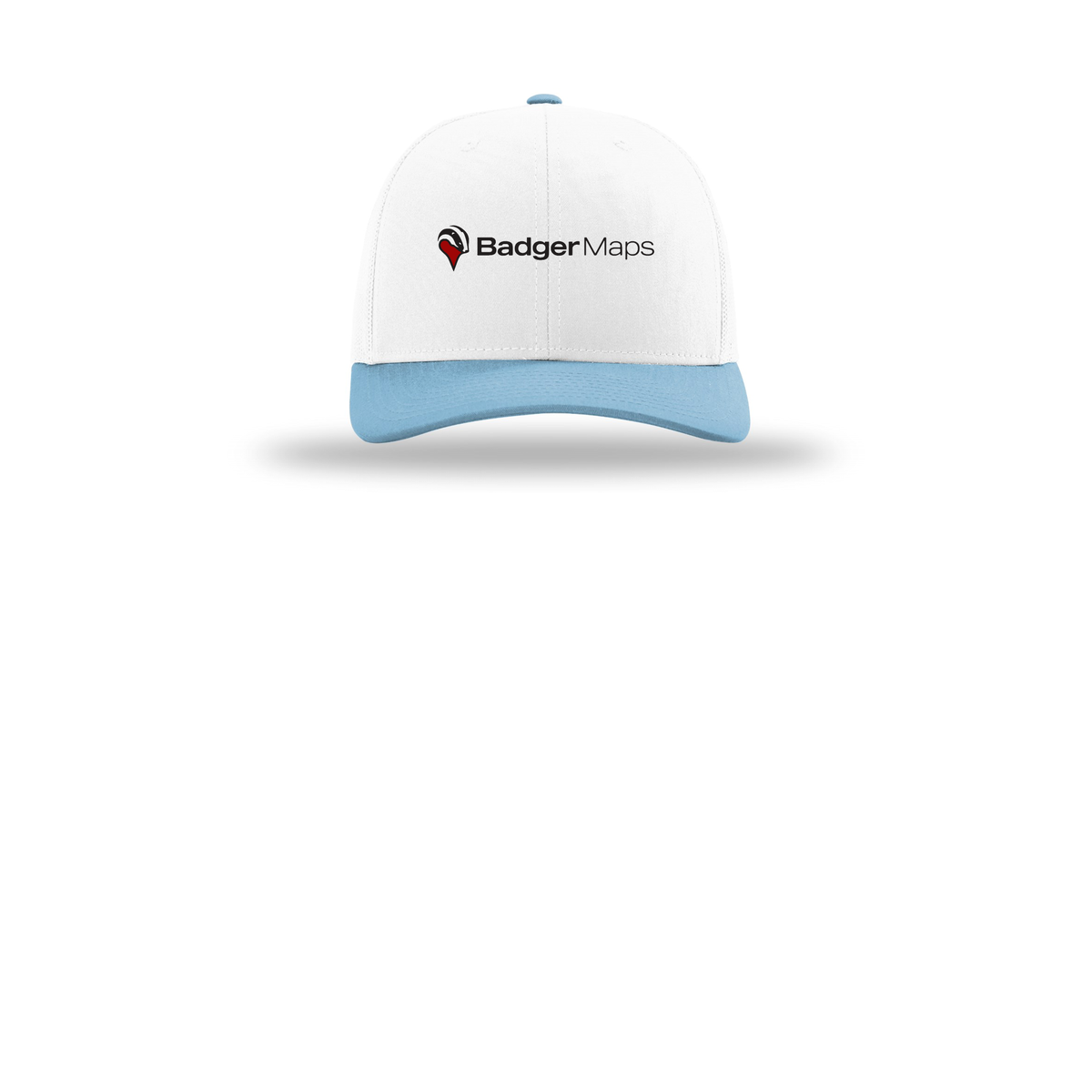 badgermapping-richardson-trucker-cap-embroidery-capfront-R112-whitewhitecolumbiablue-flat-front