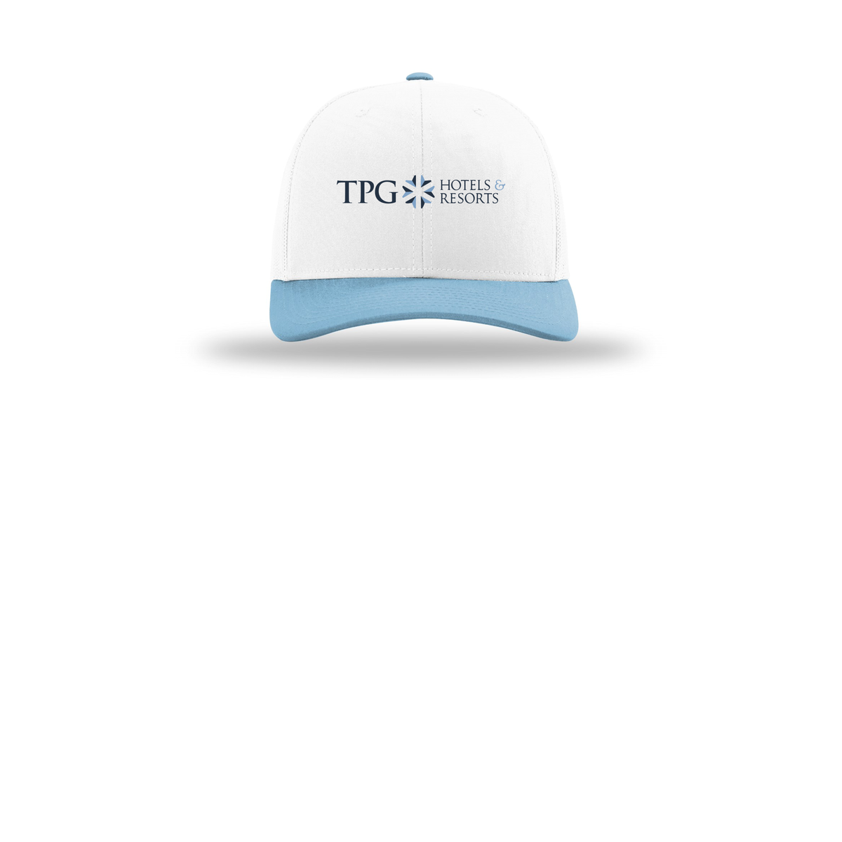 tpghotelsandresorts-richardson-trucker-cap-embroidery-capfront-R112-whitewhitecolumbiablue-flat-front