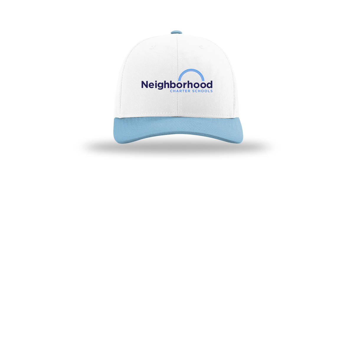 ncschools-richardson-trucker-cap-embroidery-capfront-R112-whitewhitecolumbiablue-flat-front