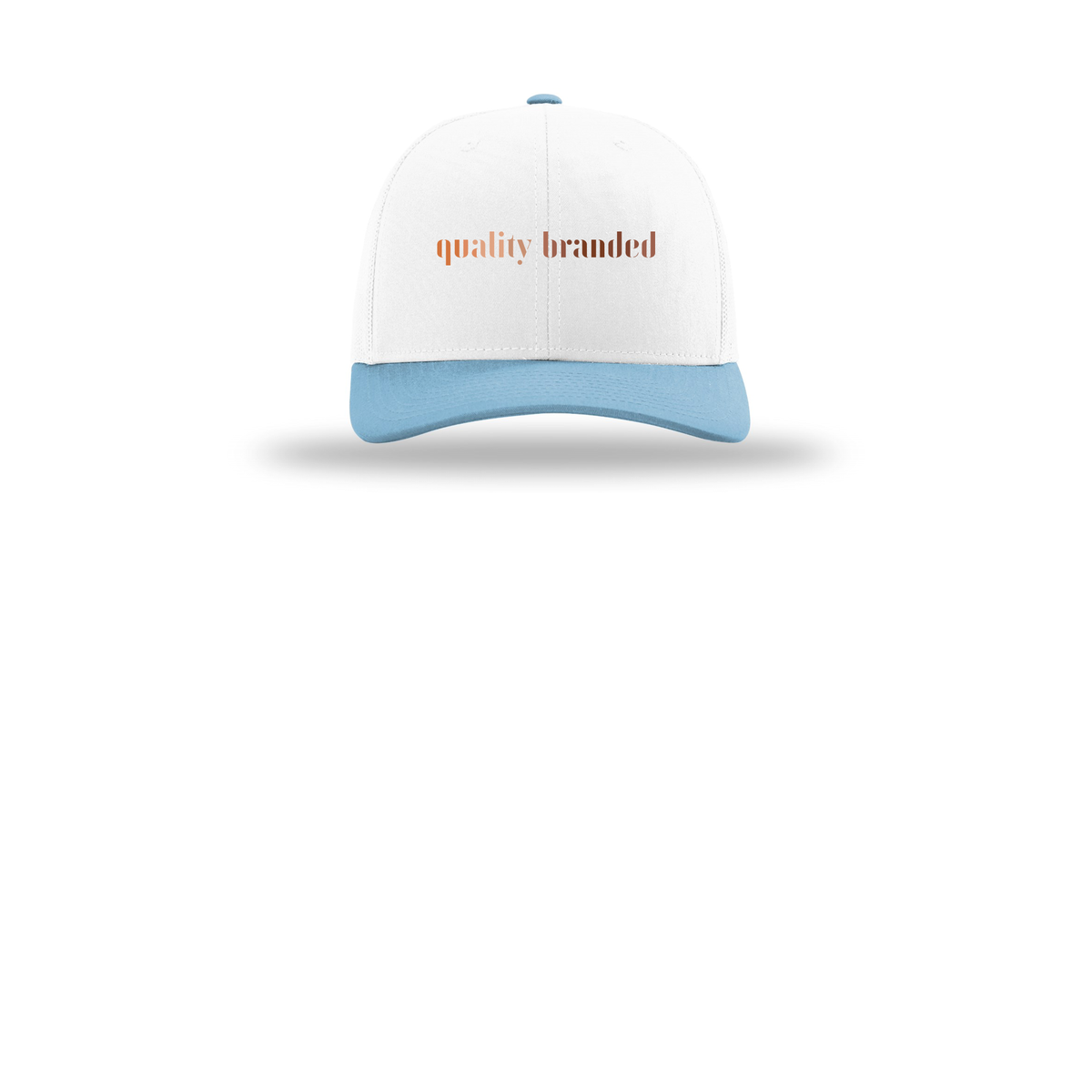qualitybranded-richardson-trucker-cap-embroidery-capfront-R112-whitewhitecolumbiablue-flat-front