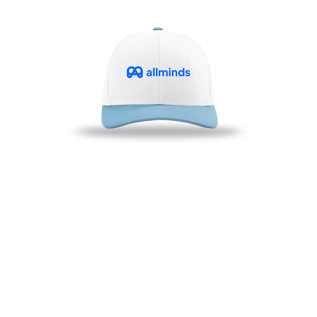 getallminds-richardson-trucker-cap-embroidery-capfront-R112-whitewhitecolumbiablue-flat-front