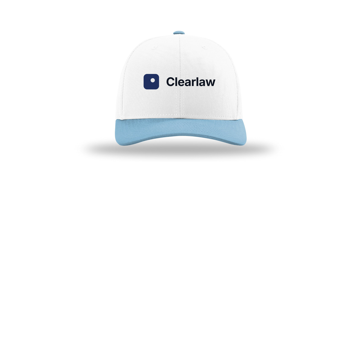 clearlaw-richardson-trucker-cap-embroidery-capfront-R112-whitewhitecolumbiablue-flat-front