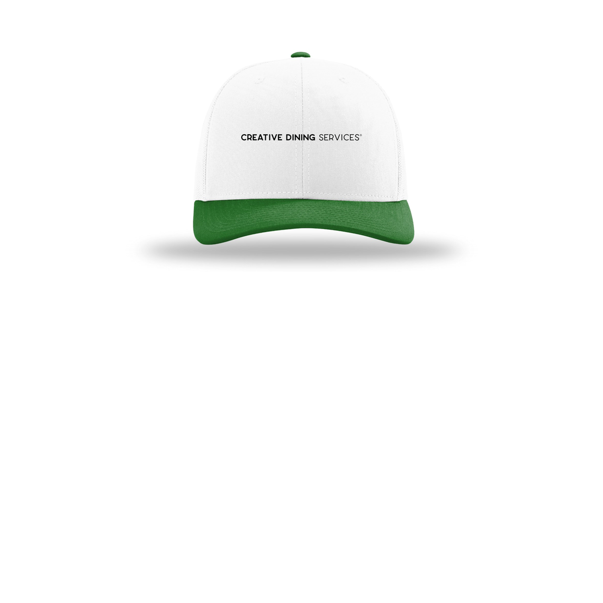 creativedining-richardson-trucker-cap-embroidery-capfront-R112-whitewhitekelly-flat-front