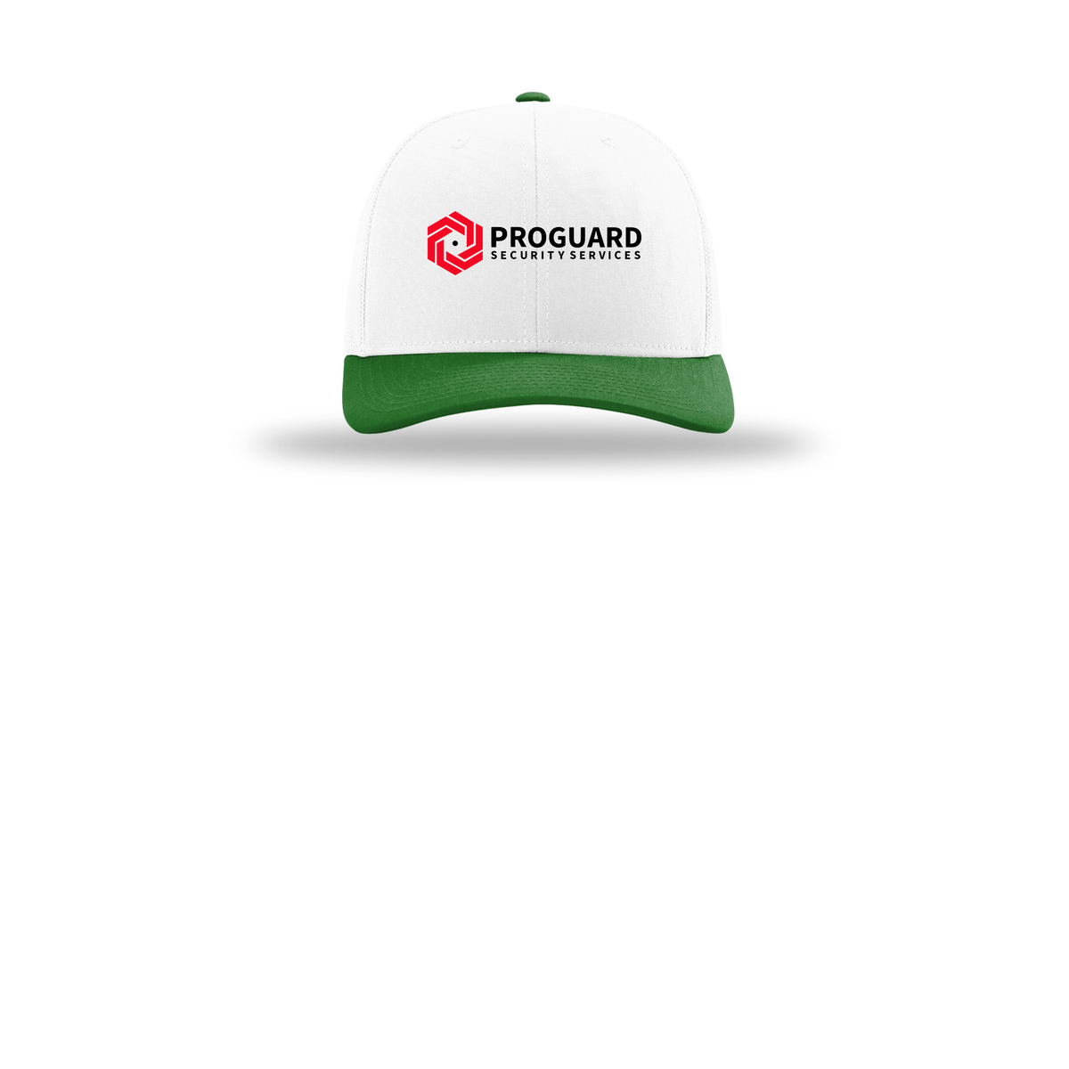 proguardsecurityservices-richardson-trucker-cap-embroidery-capfront-R112-whitewhitekelly-flat-front