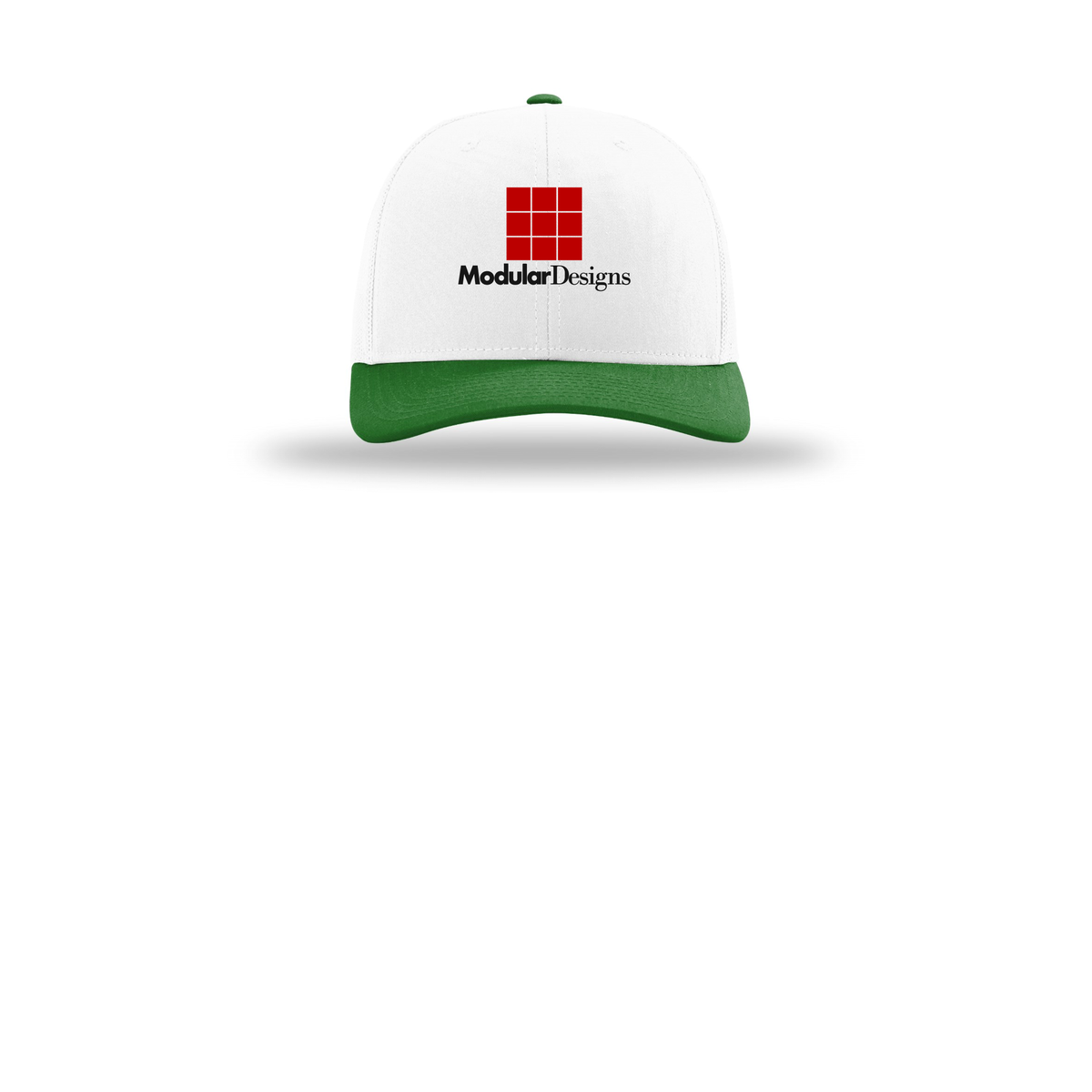 modulardesignsflooring-richardson-trucker-cap-embroidery-capfront-R112-whitewhitekelly-flat-front