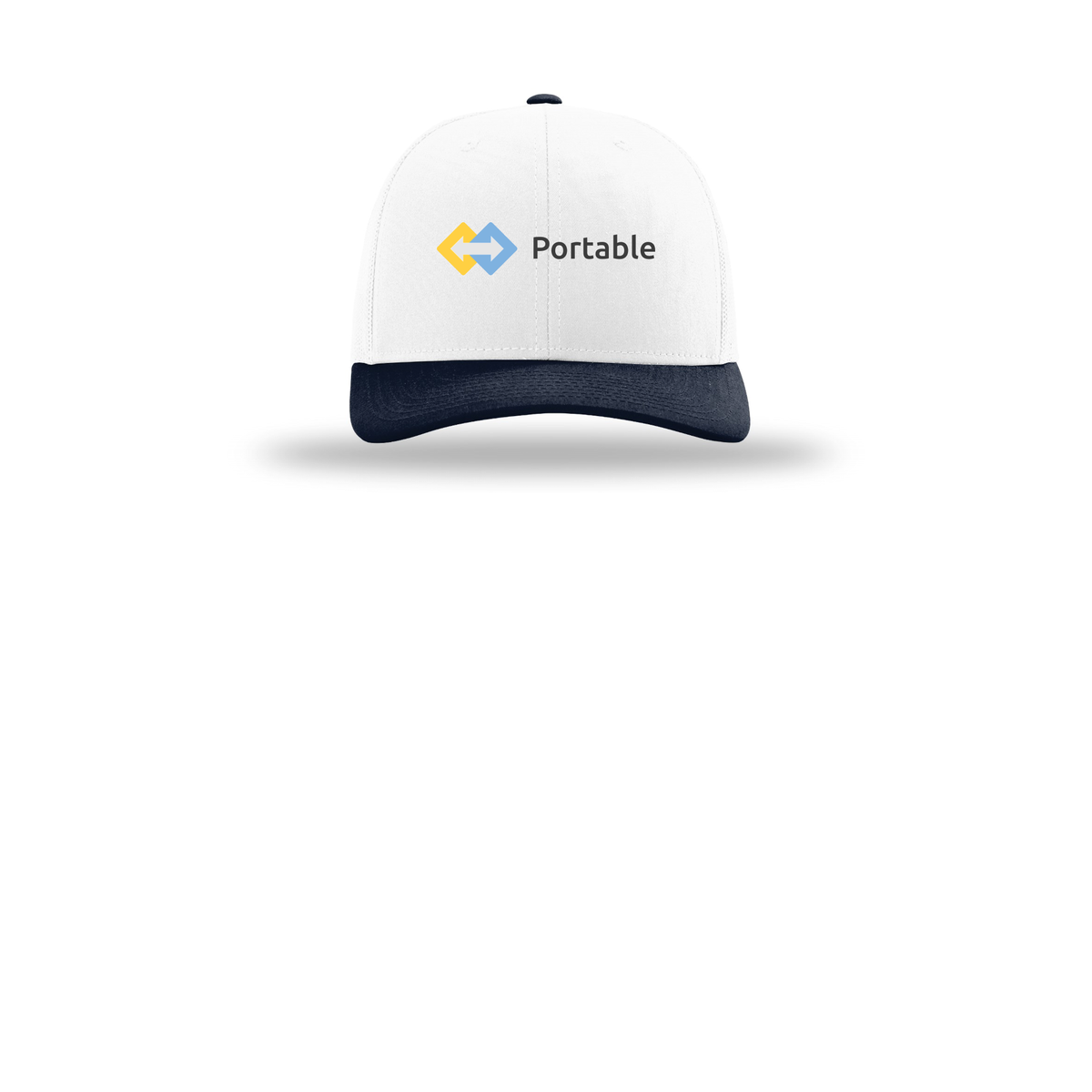 portable-richardson-trucker-cap-embroidery-capfront-R112-whitewhitenavy-flat-front