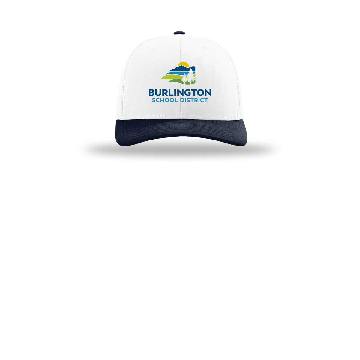 bsdvt-richardson-trucker-cap-embroidery-capfront-R112-whitewhitenavy-flat-front
