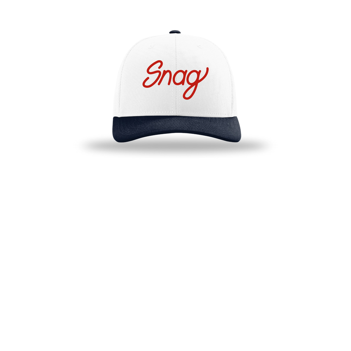 snagdelivery-richardson-trucker-cap-embroidery-capfront-R112-whitewhitenavy-flat-front