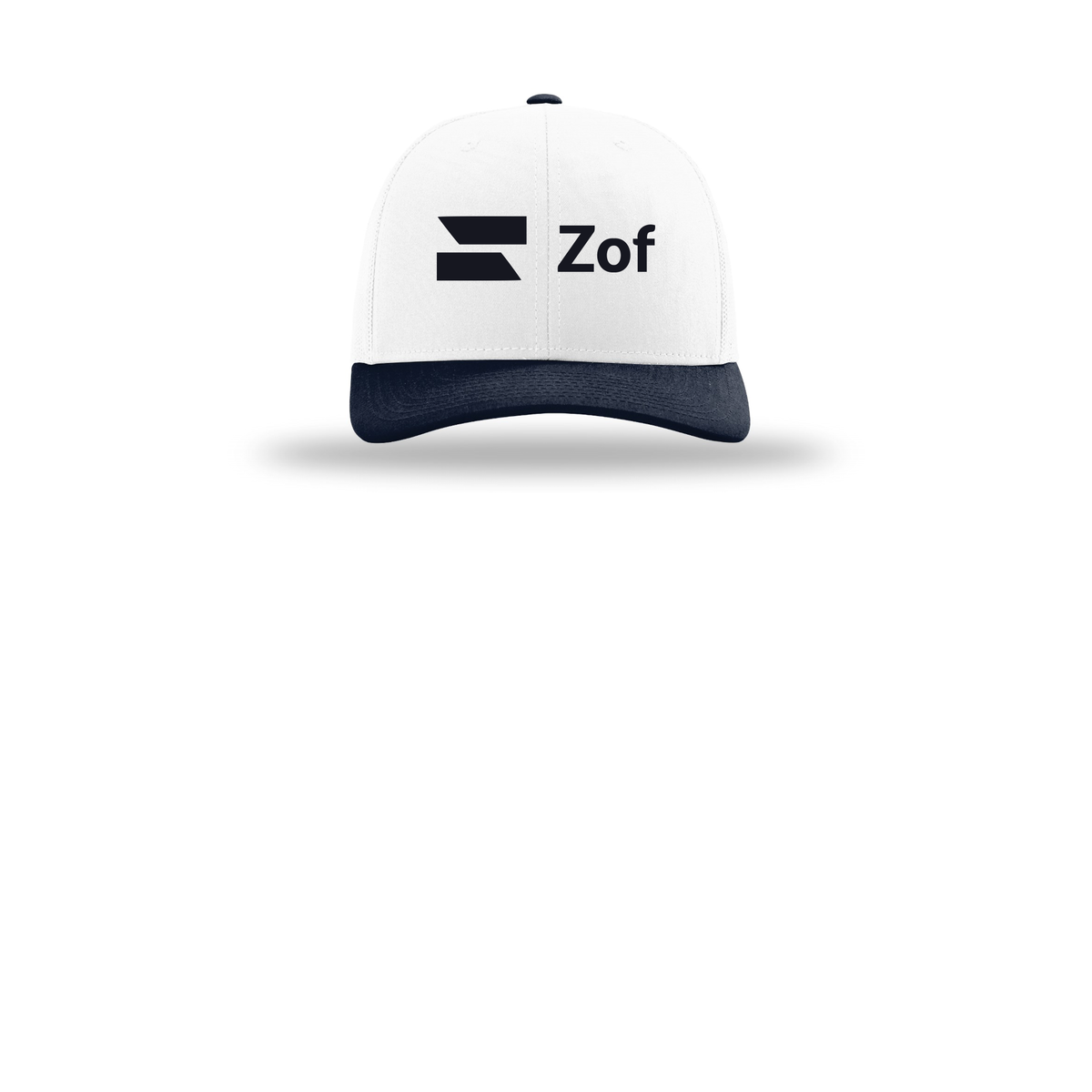 zof-richardson-trucker-cap-embroidery-capfront-R112-whitewhitenavy-flat-front