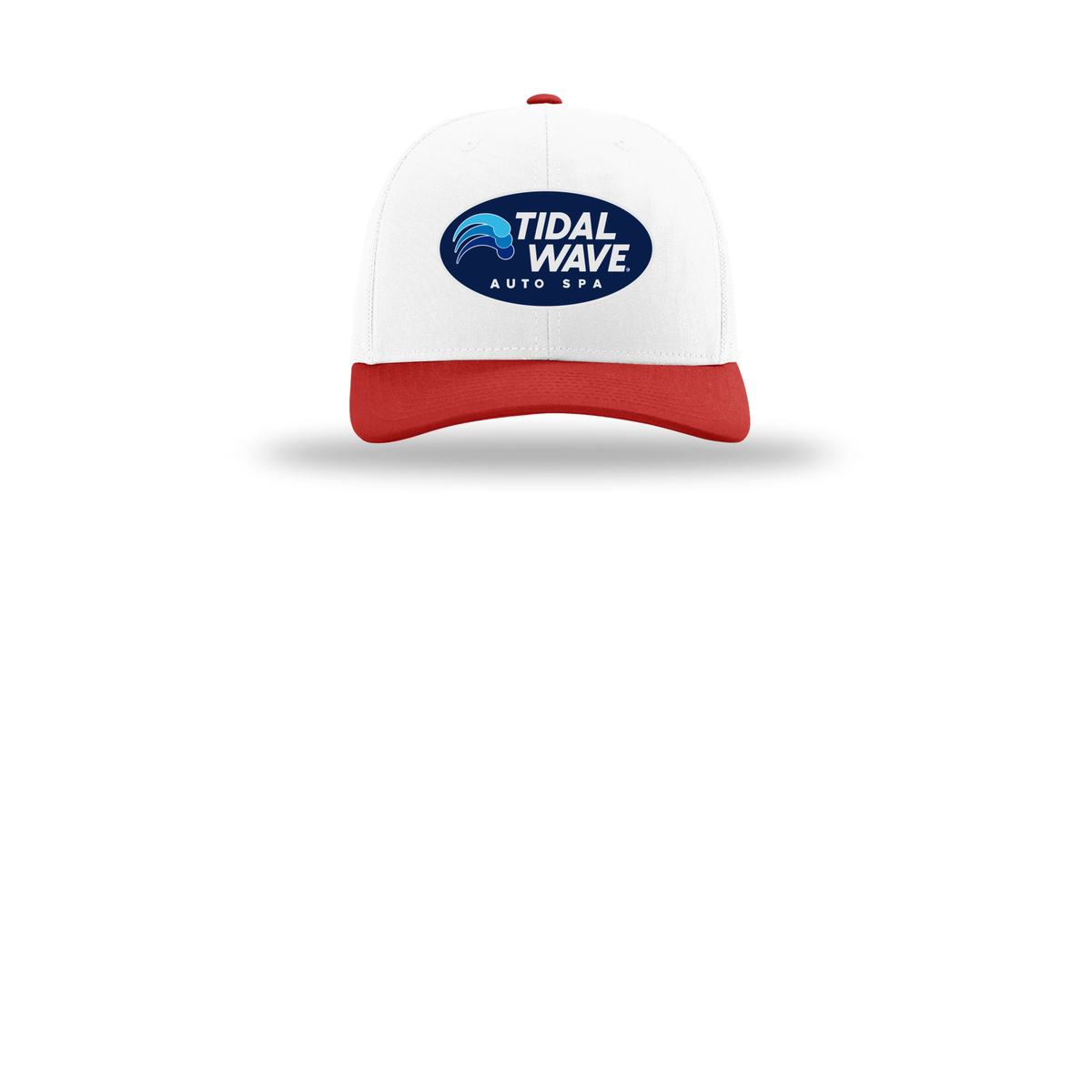 tidalwaveautospa-richardson-trucker-cap-embroidery-capfront-R112-whitewhitered-flat-front