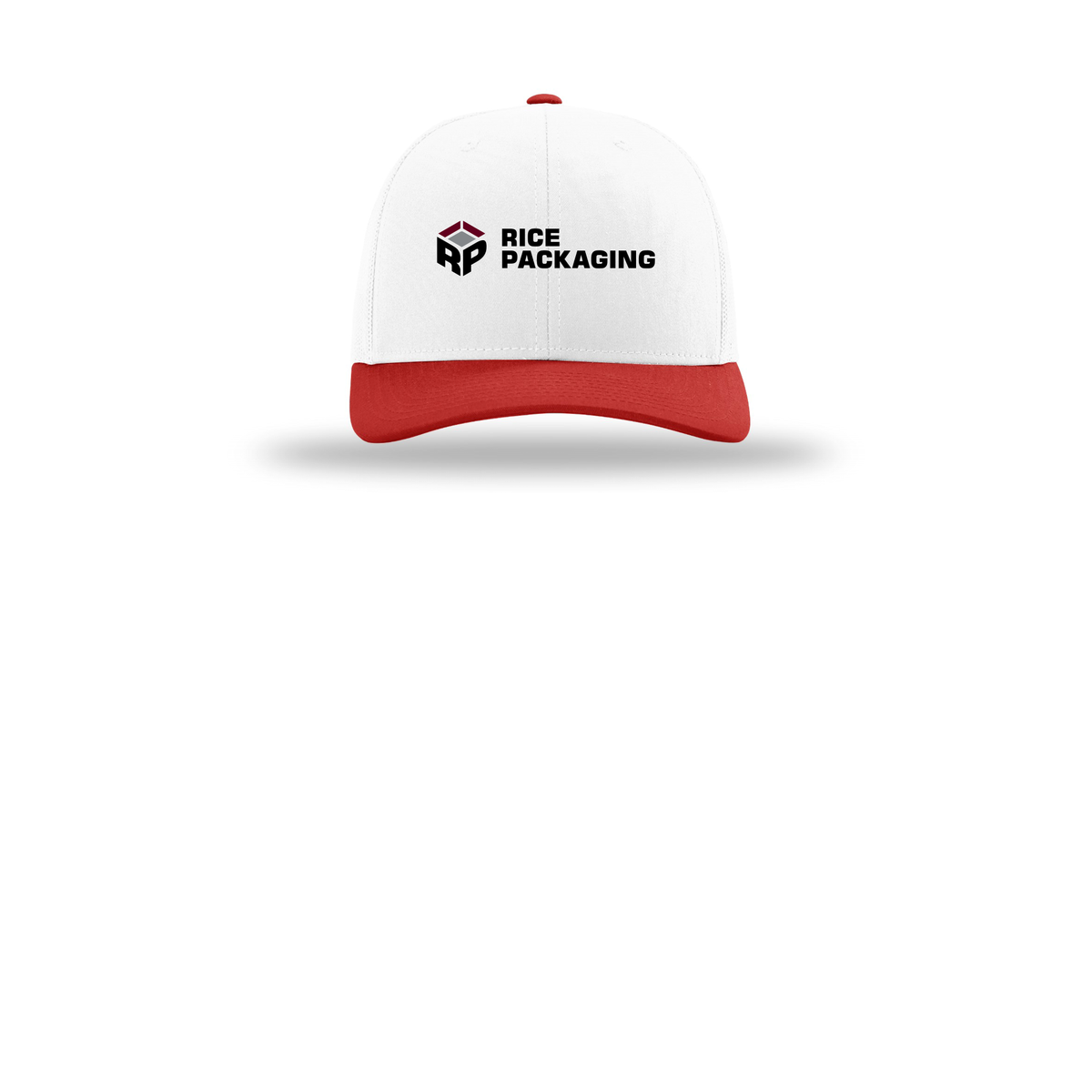 ricepackaging-richardson-trucker-cap-embroidery-capfront-R112-whitewhitered-flat-front