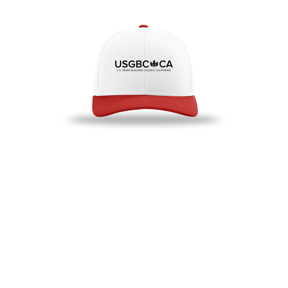 usgbc-ca-richardson-trucker-cap-embroidery-capfront-R112-whitewhitered-flat-front