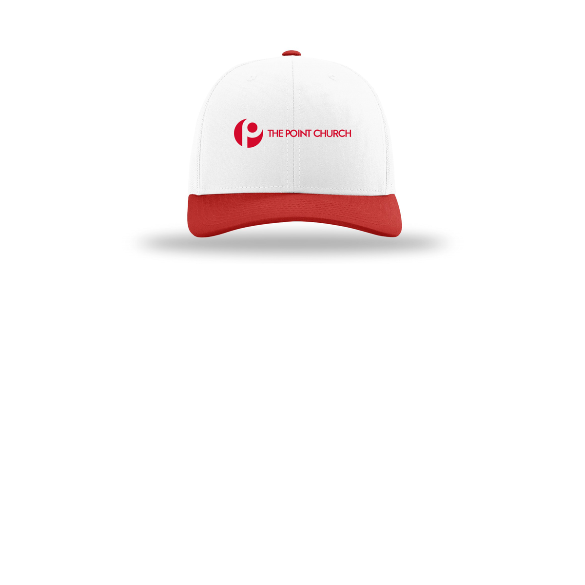 thepointva-richardson-trucker-cap-embroidery-capfront-R112-whitewhitered-flat-front