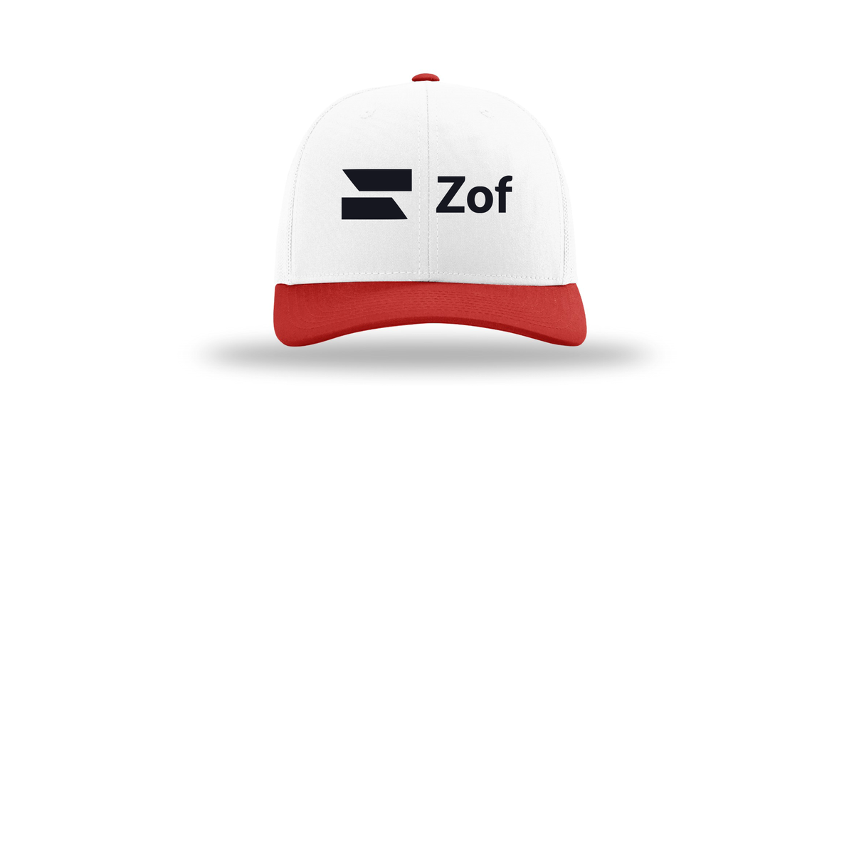 zof-richardson-trucker-cap-embroidery-capfront-R112-whitewhitered-flat-front
