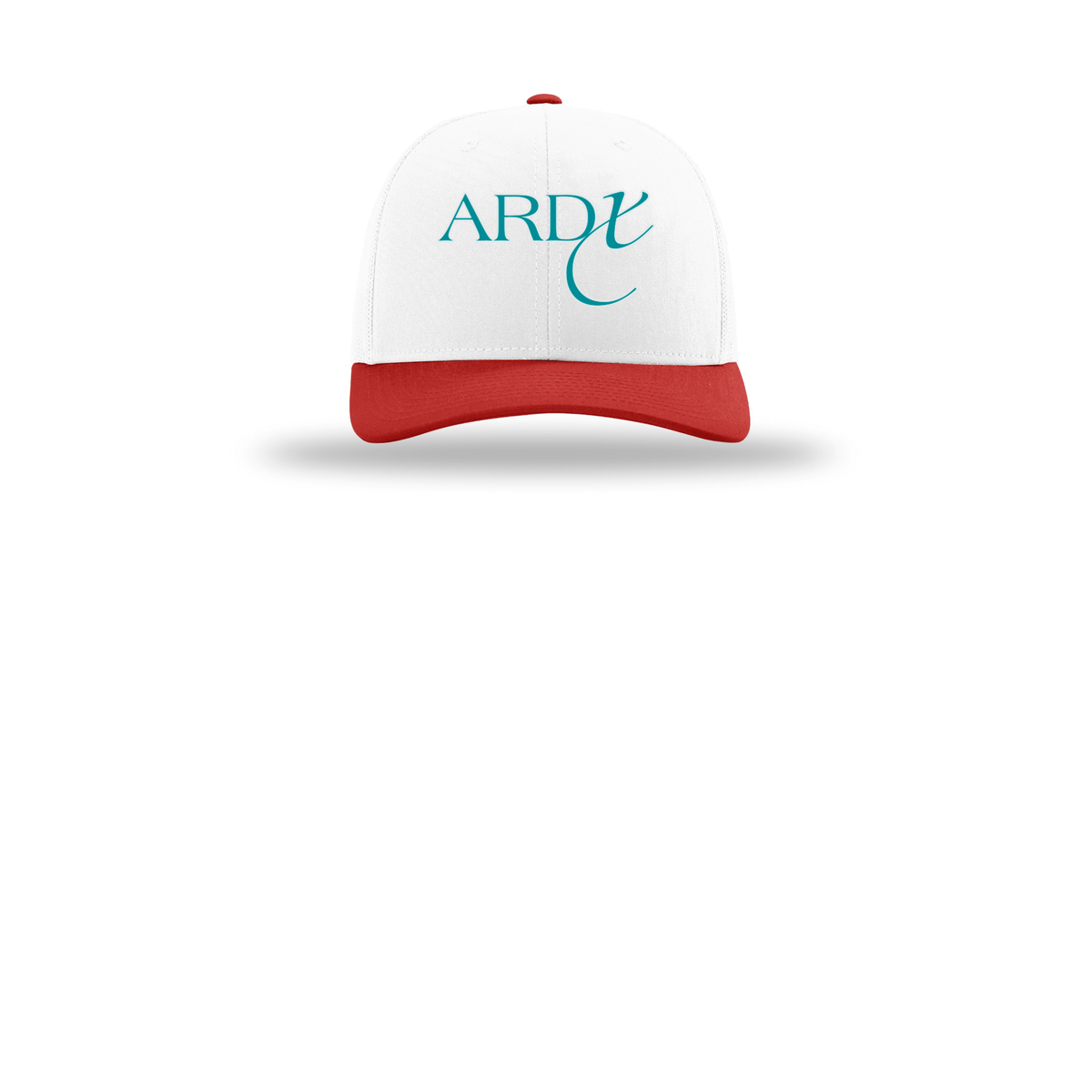 ardx-richardson-trucker-cap-embroidery-capfront-R112-whitewhitered-flat-front
