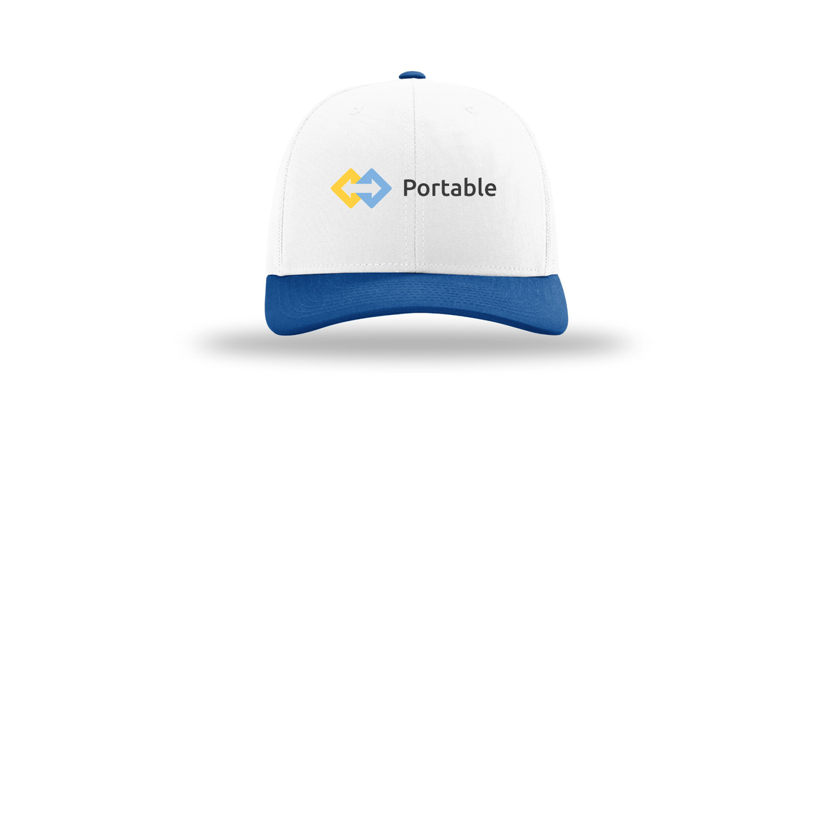 portable-richardson-trucker-cap-embroidery-capfront-R112-whitewhiteroyal-flat-front