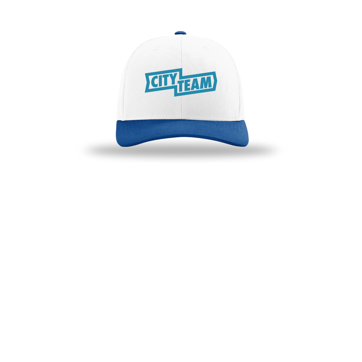cityteam-richardson-trucker-cap-embroidery-capfront-R112-whitewhiteroyal-flat-front