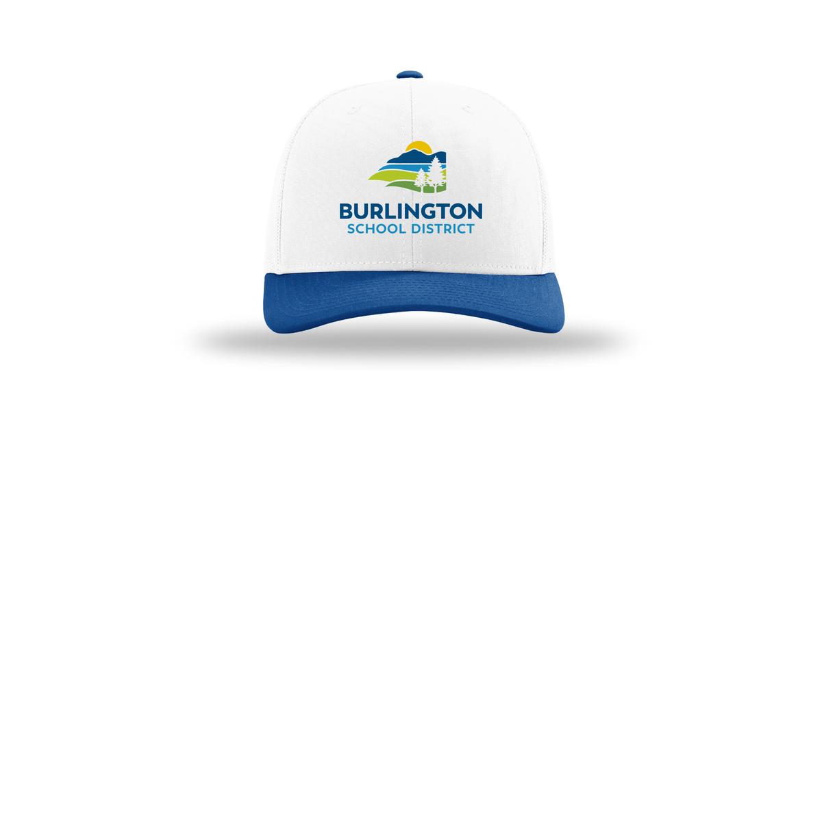 bsdvt-richardson-trucker-cap-embroidery-capfront-R112-whitewhiteroyal-flat-front