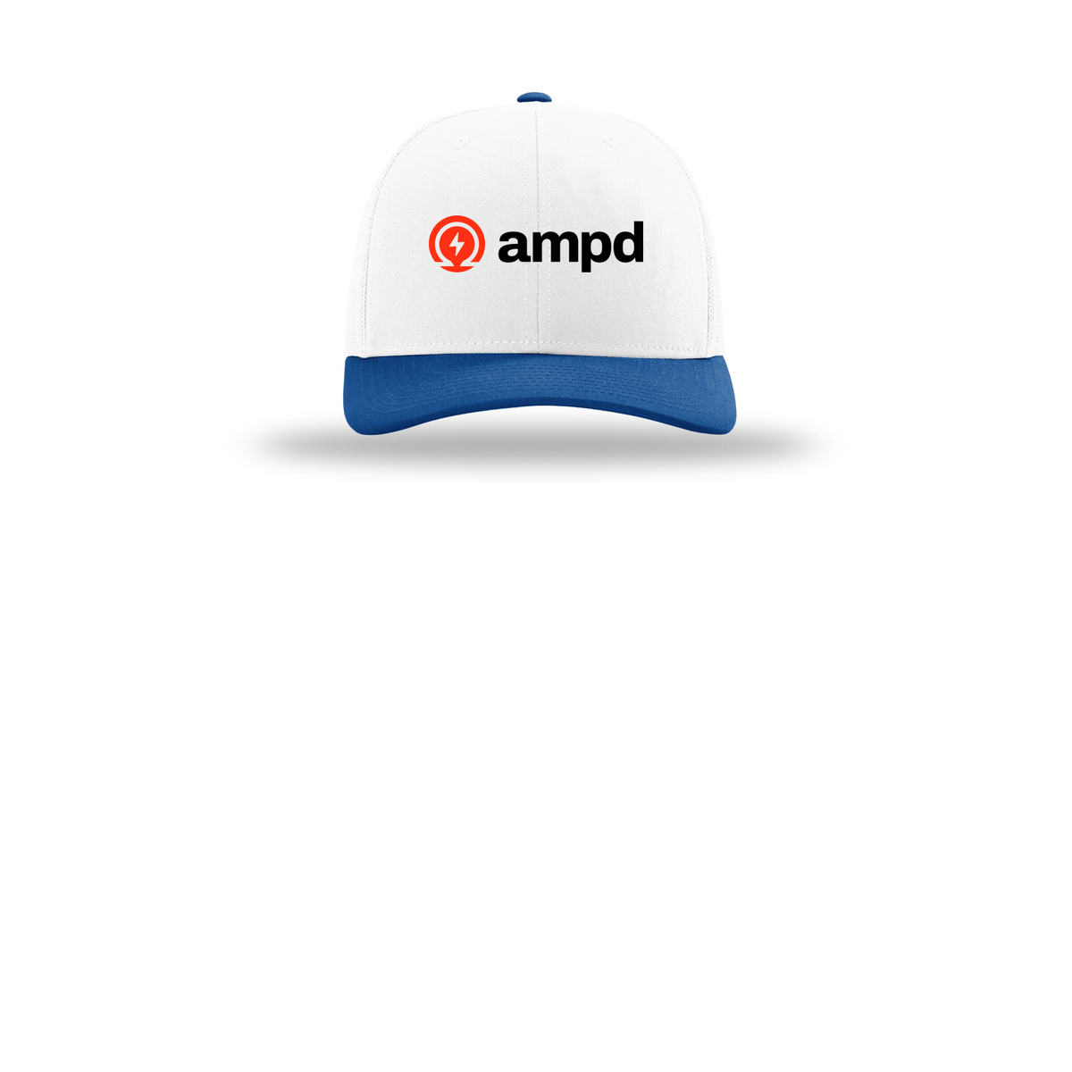 ampd-richardson-trucker-cap-embroidery-capfront-R112-whitewhiteroyal-flat-front