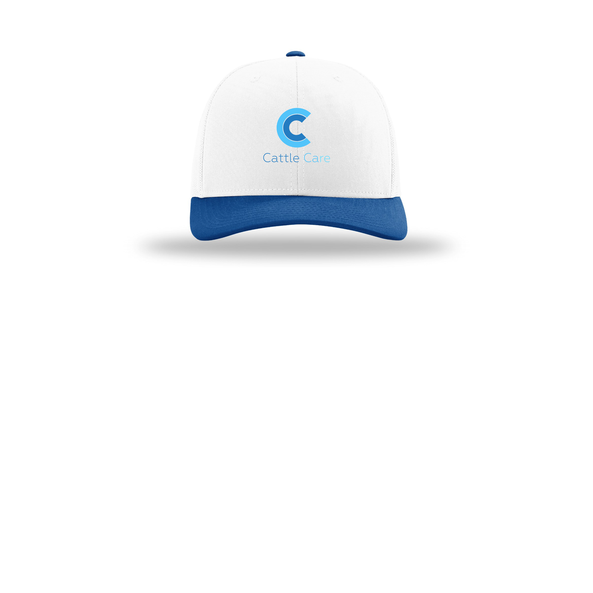 cattle-care-richardson-trucker-cap-embroidery-capfront-R112-whitewhiteroyal-flat-front