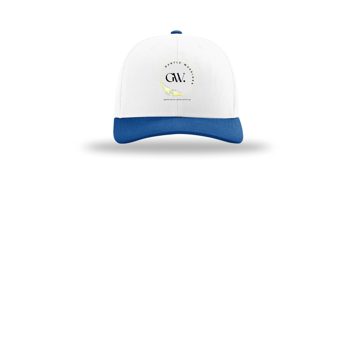 gentle-warriors-richardson-trucker-cap-embroidery-capfront-R112-whitewhiteroyal-flat-front