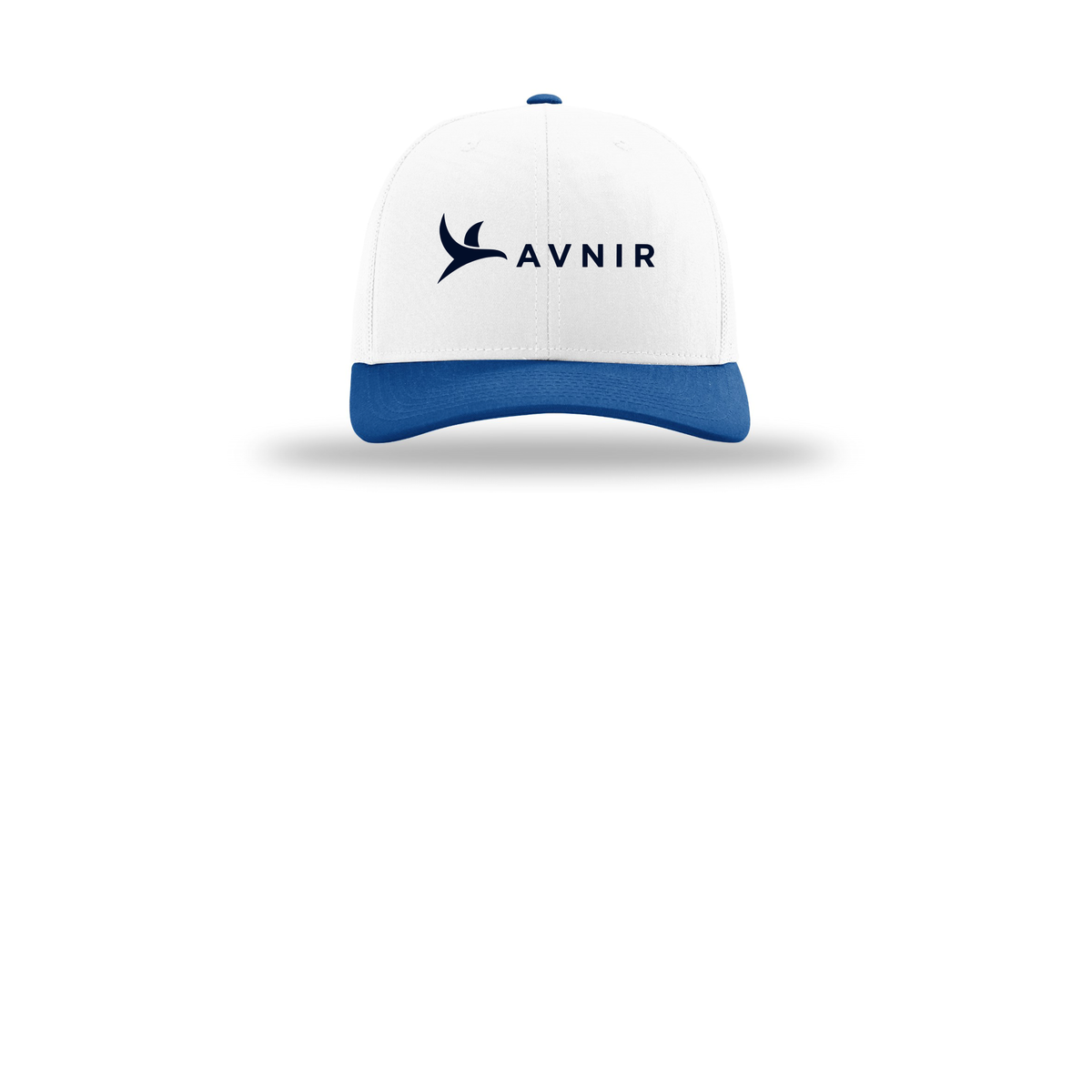 avnir-richardson-trucker-cap-embroidery-capfront-R112-whitewhiteroyal-flat-front