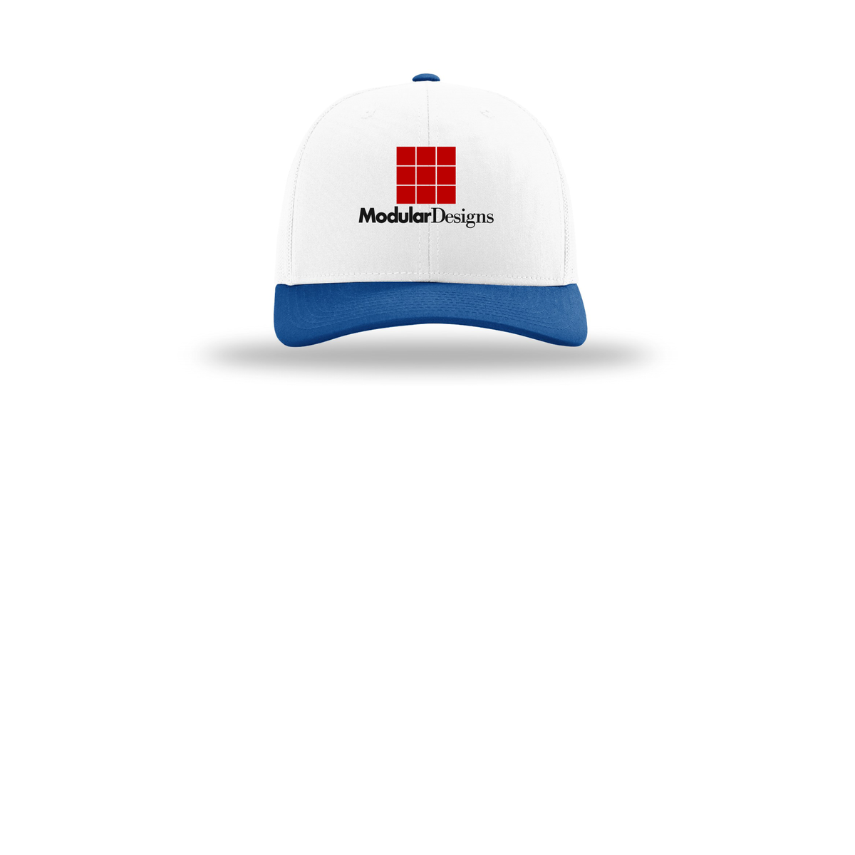 modulardesignsflooring-richardson-trucker-cap-embroidery-capfront-R112-whitewhiteroyal-flat-front